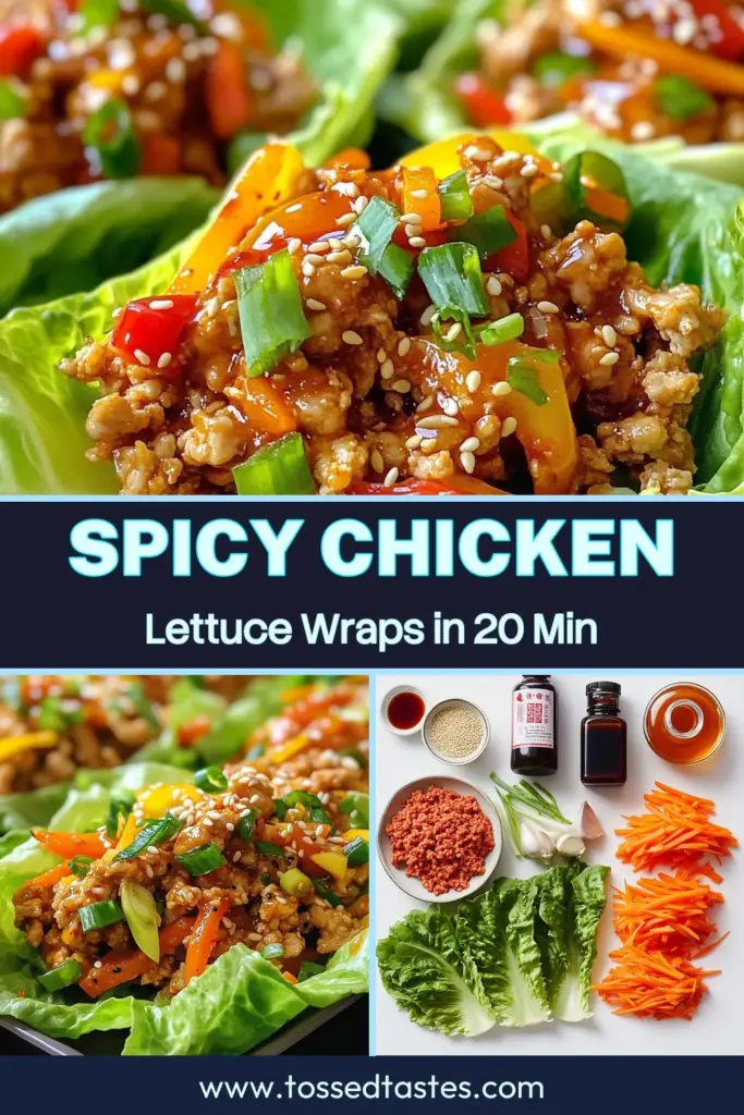 Discover the irresistible flavors of Spicy Gochujang Chicken Lettuce Wraps! This simple Gochujang chicken recipe combines ground chicken with fresh veggies for a delicious twist on Korean lettuce wraps. These spicy chicken lettuce wraps are not only healthy but also quick to prepare, perfect for meal prep or a light dinner option. Try this easy ground chicken recipe today! Save and share your thoughts! #SpicyChicken #HealthyEating #LettuceWraps #KoreanCuisine