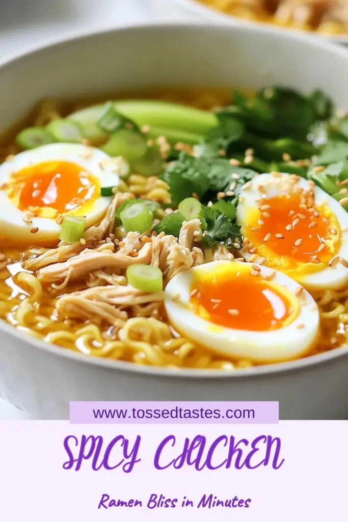 Get ready to spice up your dinner with this fiery chicken ramen recipe! This easy ramen with chicken combines succulent chicken, fresh vegetables, and instant ramen with chili paste for a deliciously spicy chicken ramen that’s sure to impress. Perfect for a cozy night in, this homemade chicken ramen takes just 30 minutes to prepare. Try it tonight and savor the heat! #FieryChickenRamen #SpicyChickenRamen #EasyRamenWithChicken #HomemadeChickenRamen
