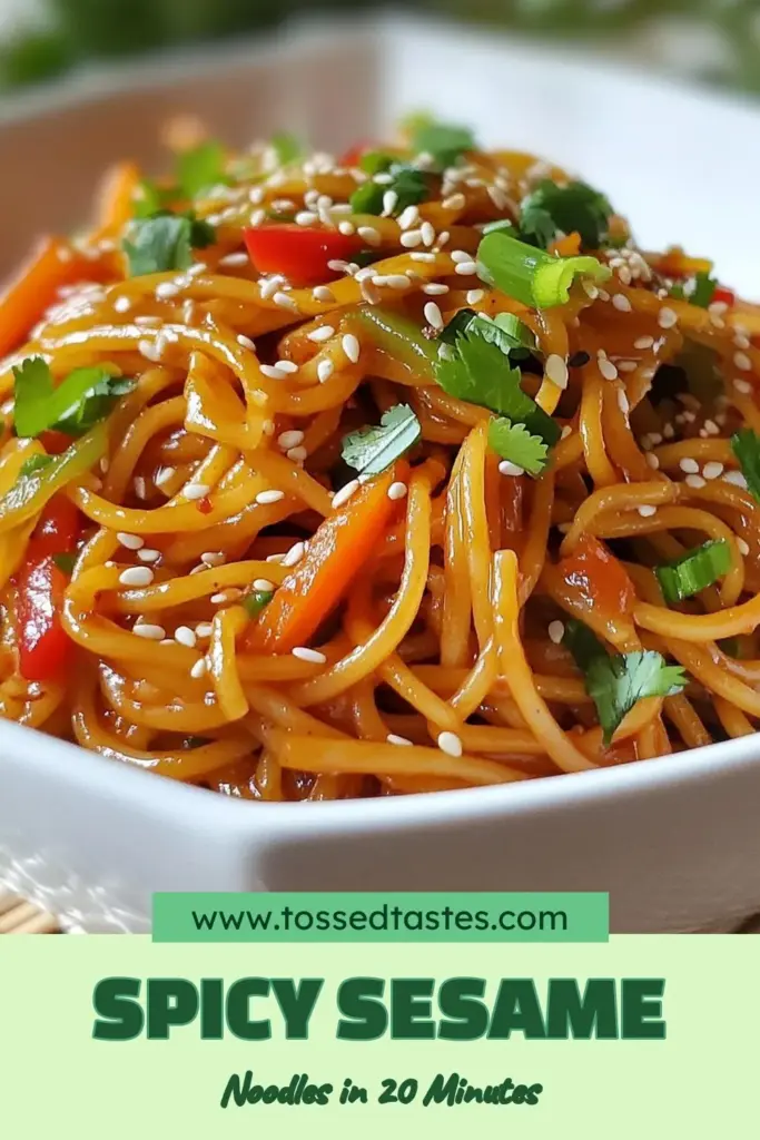 Craving a quick and delicious meal? Try this zesty spicy sesame noodles recipe! Made with whole wheat noodles, this healthy noodle dish is packed with flavor and takes just 20 minutes to prepare. Perfect for a satisfying lunch or dinner, these spicy sesame noodles are sure to become your go-to quick Asian pasta recipe. Click to discover the complete recipe and elevate your weeknight meals! #SpicySesameNoodles #HealthyNoodleDish #AsianPasta #WholeWheatNoodlesRecipe