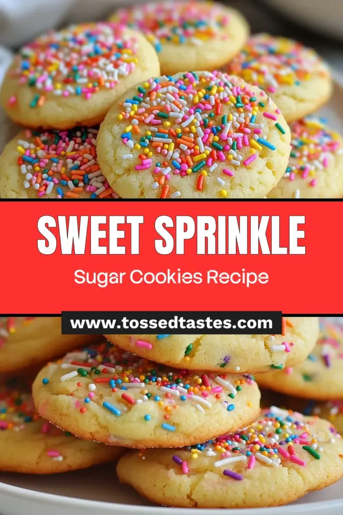 Bake up a batch of sweet sprinkle sugar cookies with this easy sugar cookie recipe! These colorful sprinkle cookies are perfect for any festive occasion. With just a few simple ingredients, you can create delightful treats that everyone will love. Discover how to make these festive cookie recipes that are sure to brighten your dessert table! Don't forget to save this recipe for later! #SugarCookies #Baking #CookieRecipe #FestiveTreats