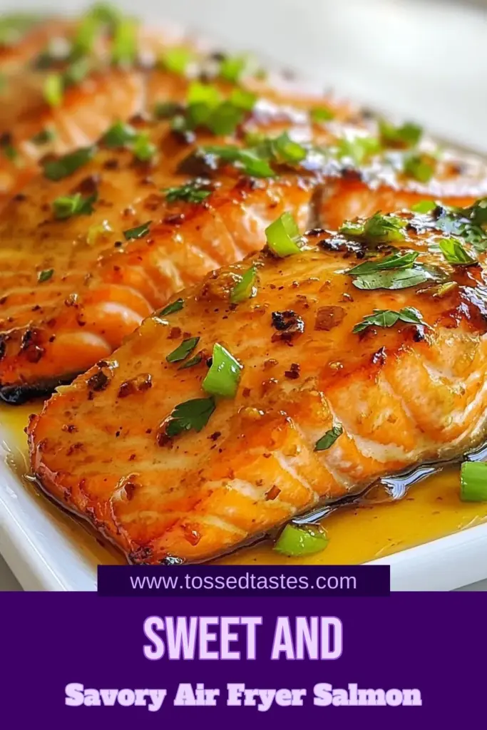 Discover a delicious Air Fryer salmon recipe with this Honey Garlic Salmon that's perfect for an easy salmon dinner. In just 40 minutes, you can enjoy a healthy salmon dish packed with flavor. This quick air fryer recipe features juicy salmon fillets marinated in a sweet and savory honey garlic sauce, making it a must-try for your weeknight meals! Click to save this easy recipe and make dinner a breeze. #AirFryerSalmon #HoneyGarlicSalmon #EasyDinner #HealthyRecipes