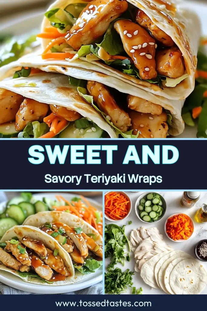 Savor the flavors of these delicious teriyaki chicken wraps, a standout among healthy chicken recipes! With a simple homemade teriyaki sauce, these easy dinner wraps are perfect for busy nights. Loaded with fresh veggies, they deliver an Asian-inspired twist that’s both nutritious and satisfying. Try these wraps today for a meal the whole family will love. Don't forget to save this recipe for later! #TeriyakiChickenWraps #HealthyDinner #EasyWraps #AsianInspiredMeals