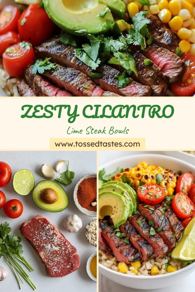 Discover the ultimate Cilantro Lime Steak Bowls, perfect for a healthy dinner! This flank steak recipe features a zesty cilantro lime marinade that infuses bold flavors into tender grilled steak. Serve over a bed of brown rice, topped with fresh veggies like cherry tomatoes and avocado. Ideal for quick meal prep, these grilled steak bowls are sure to impress! Try it today and elevate your weeknight dinners! #cilantrolimestakebowls #flanksteakrecipe #healthydinnerrecipes #grilledsteakbowls