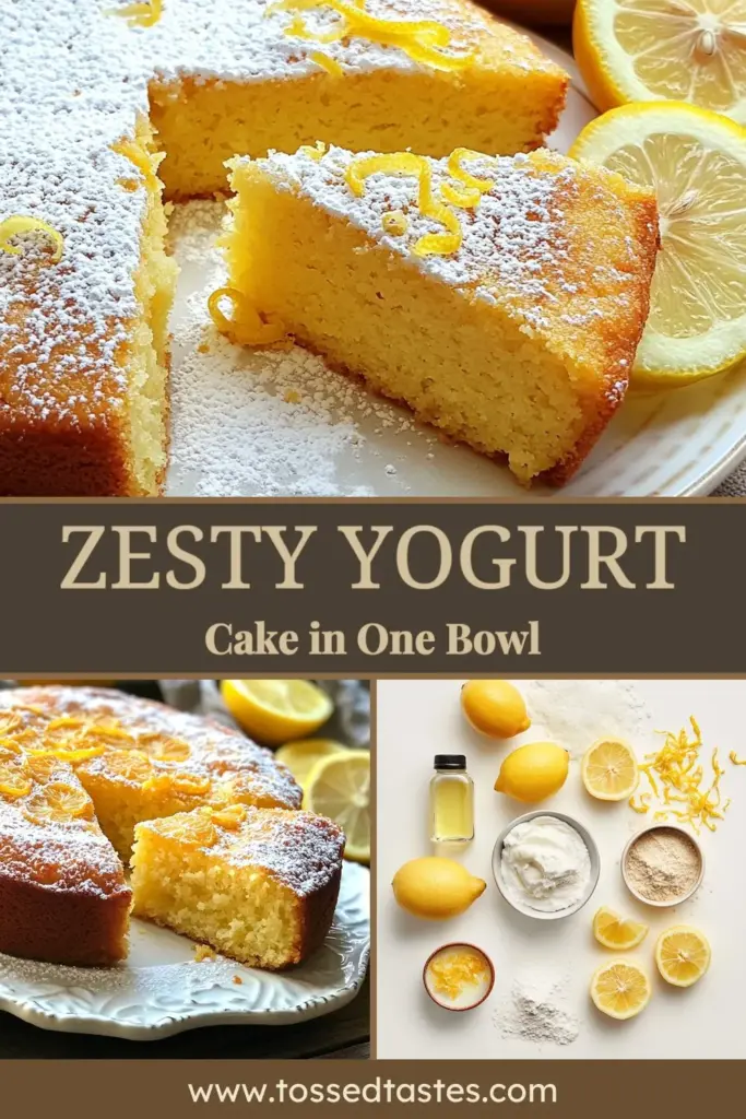 Discover the delightful flavors of this Zesty Yogurt Cake! This easy Greek yogurt cake recipe is perfect for any occasion and boasts a moist texture that everyone will love. With just one bowl, it’s a breeze to make your new favorite easy lemon cake. Ready in under an hour, this one-bowl cake recipe is ideal for busy bakers. Try it today and impress your family and friends! Save this recipe for your next sweet treat! #YogurtCake #LemonDesserts #BakingRecipes #OneBowlRecipe