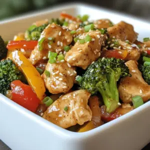 - 1 pound boneless, skinless chicken breast, thinly sliced - 2 cups broccoli florets - 1 bell pepper, sliced (any color) - 3 tablespoons soy sauce (or tamari for gluten-free) - 2 tablespoons honey or maple syrup - 1 tablespoon sesame oil - 3 cloves garlic, minced - 1-inch piece of ginger, grated - 1 teaspoon cornstarch mixed with 2 tablespoons water (for thickening) - Salt and pepper to taste - Sesame seeds and green onions for garnish I love using fresh, colorful ingredients. The chicken breast provides lean protein. Broccoli florets add nutrients and crunch. Bell peppers bring sweetness and color. Each ingredient plays a role in the dish's overall flavor and texture. For the sauce, I often use soy sauce or tamari to keep it gluten-free. It gives a savory depth. Honey or maple syrup adds a touch of sweetness. Sesame oil brings a nutty aroma that elevates the dish. Seasoning is key. Garlic and ginger add warmth and zest. The cornstarch mixture helps thicken the sauce, making it cling to the chicken and veggies. Finally, sprinkling sesame seeds and green onions on top adds a nice finish. These ingredients together create a quick and tasty meal that you can enjoy any night of the week. {{ingredient_image_1}} - Slice the chicken breast into thin strips. This helps it cook fast and evenly. - Season the chicken with a pinch of salt and pepper. This adds flavor before cooking. - Boil a pot of water. Once boiling, add the broccoli florets. - Blanch for 2 minutes, then drain. Quickly place them in ice-cold water. This keeps the bright green color and crispness. - In a small bowl, mix soy sauce, honey or maple syrup, sesame oil, minced garlic, and grated ginger. - Stir well to combine. This sauce adds a rich flavor to your stir fry. - In a large skillet or wok, heat olive oil over medium-high heat. - Add the chicken strips. Stir-fry for 3-4 minutes until fully cooked and lightly browned. Remove the chicken and set it aside. - In the same skillet, add the sliced bell pepper and cooked broccoli. - Stir-fry for 2-3 minutes. Toss the vegetables until they are tender-crisp. - Return the chicken to the skillet. Pour the prepared sauce over everything. - Toss well to coat all ingredients. Add the cornstarch mixture for thickening. Cook for another minute until the sauce slightly thickens. - Remove from heat and garnish with sesame seeds and sliced green onions. Serve immediately for a tasty meal! Preventing Overcooking Chicken To avoid dry chicken, cut it into thin strips. This ensures quick cooking. Stir-fry the chicken for just 3-4 minutes. Remove it from heat as soon as it turns golden. This keeps it juicy and tender. Maintaining Crunch in Vegetables Blanch the broccoli for only 2 minutes. This brightens its color and keeps it crisp. After blanching, place it in ice-cold water. This stops the cooking right away, ensuring a nice crunch. Adjusting Sweetness and Saltiness You can tweak the sauce to your taste. If you like it sweeter, add more honey or maple syrup. For saltiness, adjust the soy sauce. Taste as you mix to find your perfect balance. Best Skillet or Wok for Stir Frying A large skillet or a wok is best for stir frying. A non-stick surface helps prevent sticking. It also allows for even cooking. Choose one that heats up quickly for the best results. Kitchen Tools for Preparation Use a sharp knife for slicing chicken and veggies. A cutting board is essential for safety. A whisk helps mix the sauce smoothly. Having these tools ready makes cooking easier and faster. Pro Tips Slice Chicken Thinly: The thinner the chicken slices, the quicker they cook, ensuring a tender and juicy texture. Properly Blanch Broccoli: Blanching broccoli not only enhances its vibrant color but also helps retain its nutrients and crispness. Customize Your Sauce: Feel free to adjust the sweetness or saltiness of the sauce by adding more honey or soy sauce to suit your taste. Garnish for Presentation: Adding sesame seeds and green onions not only enhances the visual appeal but also adds extra flavor and texture to the dish. {{image_2}} You can switch up the protein in your stir fry. Shrimp works great. Just cook it for a few minutes until it turns pink. Tofu is a great choice for a plant-based meal. Press it to drain excess water, then cube it before cooking. You could also use other chicken cuts, like thighs or tenders. They add rich flavor and stay juicy. Feel free to add more veggies to your stir fry. Carrots, snap peas, or even zucchini can add color and crunch. If you want seasonal options, think about fresh asparagus in spring or bell peppers in summer. Just cut them into bite-sized pieces for even cooking. To spice things up, consider adding chili flakes or a drizzle of Sriracha. These can bring heat and excitement to your dish. You can also experiment with different sauces. Try teriyaki or a sweet chili sauce for a twist. Mixing flavors keeps the dish fun and fresh! To store your Minute Chicken and Broccoli Stir Fry, use airtight containers. Glass or plastic containers work well. Make sure the stir fry cools down before sealing. This helps prevent moisture buildup inside. In the fridge, your stir fry lasts about three to four days. If you want to keep your stir fry longer, freezing is a great option. First, let the dish cool completely. Then, place it in freezer-safe bags or containers. Remove as much air as possible to avoid freezer burn. It&rsquo;s best to eat it within two to three months for the best taste. To reheat, thaw it overnight in the fridge. You can then heat it in a skillet over medium heat. Stir occasionally until it&rsquo;s hot throughout. You can also microwave it, but be sure to stir it halfway for even heating. You can easily make this dish gluten-free by using tamari instead of soy sauce. Tamari is a great option for those who avoid gluten. It tastes similar but lacks the gluten found in regular soy sauce. You can also check labels on other sauces you use. Some brands offer gluten-free versions. Yes, frozen broccoli works well! Just remember to thaw it first. You can quickly microwave it for a few minutes or let it sit at room temperature. This helps keep the cooking time short. When you add it to the stir fry, it may release some water. You can cook it a bit longer to dry it out. To make this stir fry healthier, try a few simple tips. First, reduce the amount of oil you use. You can cut back on sesame oil or olive oil by half. Next, swap honey with a sugar-free sweetener. You can also add more vegetables. Carrots, snap peas, or mushrooms will add fiber and vitamins. This blog post covered delicious chicken and broccoli stir fry. We explored key ingredients, like chicken, broccoli, and tasty sauces. I provided step-by-step instructions for easy cooking. Plus, there are tips to make it better and variations to personalize your dish. Remember, you can modify the recipe to fit your taste. Stay open to trying new ingredients and methods. Enjoy making your stir fry a family favorite!