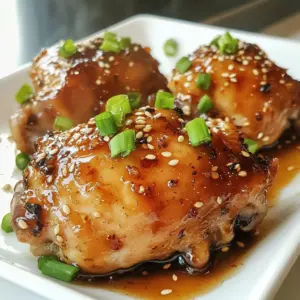 - 4 bone-in, skin-on chicken thighs - 1/4 cup honey - 1/4 cup soy sauce (low sodium) - 3 cloves garlic, minced - 1 tablespoon freshly grated ginger - 1 tablespoon apple cider vinegar - 1 teaspoon sesame oil - 1/2 teaspoon black pepper - 1/2 teaspoon red pepper flakes (optional, for heat) - 2 green onions, sliced (for garnish) - Sesame seeds (for garnish) You need simple and tasty ingredients for this dish. The chicken thighs give the meal a juicy and rich flavor. I love using bone-in, skin-on chicken thighs. They stay moist and soak up the honey garlic sauce. Honey brings sweetness and helps form a nice glaze. I use low sodium soy sauce. This keeps the saltiness balanced and lets the other flavors shine. Fresh garlic and ginger add depth and warmth. They make the dish aromatic and bright. Apple cider vinegar gives a tangy kick. It balances the sweetness of honey. Sesame oil adds a nutty flavor that rounds out the dish. I often add black pepper for a hint of spice. If you want more heat, try red pepper flakes. Garnishes like sliced green onions and sesame seeds add color and crunch. They make the dish look great on your table. It&rsquo;s fun to serve this meal with rice or a fresh salad. This dish is sure to impress your family or friends! {{ingredient_image_1}} First, gather your ingredients. You will need honey, soy sauce, minced garlic, grated ginger, apple cider vinegar, sesame oil, black pepper, and red pepper flakes if you want some heat. In a medium bowl, combine all these ingredients. Whisk them together well. This mixture will give the chicken its sweet and savory flavor. Make sure the garlic and ginger are evenly mixed in. Set this bowl aside for now. Next, get your slow cooker ready. Place the chicken thighs in it, skin-side up. Pour the honey garlic mixture over the chicken. Use a spoon to coat the thighs well, ensuring they are covered with the sauce. Cover the slow cooker with its lid. If you set it on low heat, cook for 4 to 6 hours. If you are in a hurry, cook on high heat for 2 to 3 hours. The chicken should be tender and cooked through. Once the chicken is done, take it out of the slow cooker. Place it on a serving platter. If you want a thicker sauce, pour the cooking liquid into a small saucepan. Simmer it on medium heat for 5 to 10 minutes until it reduces slightly. Drizzle this sauce over the chicken. For a beautiful finish, garnish with sliced green onions and sesame seeds. Serve this dish with steamed rice or a fresh salad for a tasty meal. Enjoy! To get tender chicken thighs, you need to cook them low and slow. The slow cooker does the job well. This method breaks down the tough fibers. It keeps the meat juicy and flavorful. Always start with bone-in, skin-on thighs. They add more taste and moisture. Avoid opening the lid while cooking. This keeps the heat in and helps the chicken cook evenly. You can boost the flavor in many ways. Add more garlic for a stronger taste. If you like heat, try more red pepper flakes. Swap honey for maple syrup for a different sweetness. You can also add a splash of orange juice. It gives a fresh, zesty note. Experiment with herbs like thyme or rosemary. They can add depth to the dish. Adjust the soy sauce to control the saltiness. For best results, use low heat for 4-6 hours. This helps the flavors meld well. If you&rsquo;re short on time, use high heat for 2-3 hours. Keep an eye on the chicken to ensure it&rsquo;s fully cooked. Use a meat thermometer if you have one. The internal temperature should reach 165&deg;F. This ensures your chicken is safe to eat and perfectly tender. Pro Tips Use Bone-in Thighs: Bone-in, skin-on chicken thighs provide more flavor and moisture compared to boneless cuts, resulting in a juicier dish. Marinate for Extra Flavor: If time allows, marinate the chicken in the honey garlic mixture for a few hours or overnight for an even deeper flavor profile. Adjust Sweetness: Depending on your taste, you can add more or less honey to the sauce to balance the flavors to your liking. Thicken the Sauce: For a thicker sauce, after cooking, simmer the sauce on the stove to reduce it further and achieve a glaze-like consistency. {{image_2}} You can change flavors easily with simple swaps. Try using orange juice instead of honey for a citrus taste. Swap soy sauce with tamari for a gluten-free option. Add pineapple juice for a tropical twist. You can switch sesame oil for olive oil if you want a lighter flavor. If you enjoy heat, add more red pepper flakes or a dash of sriracha. You can make this dish in different ways. If you don&rsquo;t have a slow cooker, use an oven. Bake the chicken in a dish at 375&deg;F for about 35-40 minutes. You can also grill the chicken. Just marinate it first, then grill over medium heat until cooked through. This adds a nice smoky flavor. Pair this chicken with many sides. Serve it over steamed rice to soak up the sauce. A fresh salad with mixed greens and a light vinaigrette balances the meal. You can also add roasted vegetables like broccoli or carrots. For a heartier option, try mashed potatoes or quinoa. These sides complement the sweet and savory chicken well. To store leftovers, let the chicken cool down. Place it in an airtight container. Make sure to cover the chicken tightly. This keeps it fresh and tasty for later. You can store it in the fridge for up to three days. When you are ready to eat, take the chicken out of the fridge. You can reheat it in the microwave. Heat it for about 1-2 minutes or until hot. If you want the skin crispy again, use the oven. Preheat the oven to 375&deg;F. Place the chicken on a baking sheet. Bake for about 10-15 minutes. This helps the skin get crispy again. If you want to save some for later, freezing is a great option. First, let the chicken cool completely. Then, wrap each piece in plastic wrap. Place the wrapped chicken in a freezer bag. Squeeze out as much air as you can. Write the date on the bag. You can freeze it for up to three months. To eat, thaw it in the fridge overnight. Then, reheat as described above. Yes, you can use boneless chicken thighs. They will cook faster than bone-in thighs. Simply adjust the cooking time. Cook them for about 3-4 hours on low or 1.5-2 hours on high. The sauce will still soak in and keep the chicken juicy. To add heat, increase the red pepper flakes. You can also add sliced jalape&ntilde;os or a dash of hot sauce. Start with a small amount and taste as you go. This way, you can control the heat level to suit your taste. These chicken thighs pair well with many sides. I love serving them with steamed rice or fluffy quinoa. A fresh salad or stir-fried veggies also make great choices. You can even serve them in tacos for a fun twist! You now know how to make delicious Slow Cooker Honey Garlic Chicken Thighs. We explored key ingredients, like chicken, honey, soy sauce, garlic, and more. I gave you step-by-step instructions to cook it perfectly, with tips for tenderness and flavor. You can even try different variations or sides. Use the storage tips to keep leftovers fresh for later. With this recipe, you can enjoy a tasty meal any day. Happy cooking!