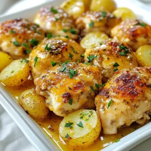 - 4 boneless, skinless chicken breasts - 4 cups baby potatoes, halved - 1 cup grated Parmesan cheese - 1/2 cup plain Greek yogurt - 3 cloves garlic, minced - 1 teaspoon dried oregano - 1 teaspoon paprika - 1/2 teaspoon black pepper - Salt to taste - 2 tablespoons fresh parsley, chopped - 2 tablespoons olive oil To start, I love gathering fresh ingredients for this dish. The chicken breasts form the main part. They should be boneless and skinless for easy cooking. Baby potatoes add great texture and flavor. Their small size means they cook quickly and evenly. Next, we need Parmesan cheese. It adds a rich, salty flavor that you&rsquo;ll love. For the marinade, I use Greek yogurt. It makes the chicken tender and moist. Minced garlic gives the dish a bold taste. I choose dried oregano and paprika for warmth. Black pepper adds a kick. Don't forget the salt; it brings out all the flavors. For a touch of freshness, I suggest using parsley as a garnish. It brightens the dish. A little olive oil helps to roast the potatoes perfectly. Gather these ingredients, and you are ready to cook a delightful meal. {{ingredient_image_1}} Marinating the chicken Start by making the marinade. In a large bowl, mix together 1/2 cup of Greek yogurt, 3 minced garlic cloves, 1 teaspoon of dried oregano, 1 teaspoon of paprika, 1/2 teaspoon of black pepper, and a pinch of salt. This mix adds great flavor. Add the 4 boneless, skinless chicken breasts. Make sure each piece gets coated well. Let it marinate for at least 15 minutes. For even more flavor, marinate up to 1 hour in the fridge. Seasoning the potatoes While the chicken marinates, prepare the potatoes. Take 4 cups of halved baby potatoes and place them in a bowl. Drizzle with 2 tablespoons of olive oil, then sprinkle with salt and a little pepper. Toss until they are well coated. This step makes sure the potatoes taste amazing. Baking in the oven Preheat your oven to 400&deg;F (200&deg;C) before you bake. Spread the seasoned potatoes evenly on a baking sheet. Then, place the marinated chicken breasts right on top of the potatoes. It allows the flavors to blend nicely as they cook. Ensuring proper cooking temperature Next, sprinkle 1 cup of grated Parmesan cheese generously over the chicken and potatoes. Bake everything in the oven for 25-30 minutes. Make sure the chicken reaches an internal temperature of 165&deg;F (74&deg;C). This ensures it is safe to eat and well cooked. The potatoes should become tender and golden. Resting the dish After baking, take the dish out of the oven. Let it rest for about 5 minutes. This step helps the juices settle, making the chicken moist. Garnishing the plate Before serving, chop 2 tablespoons of fresh parsley and sprinkle it on top. This adds a lovely touch. You can serve this dish family-style on a large platter. Arrange the chicken on top of the golden potatoes and drizzle any remaining juices from the pan over everything for extra flavor. Enjoy your meal! For the best flavor, marinate the chicken for at least 15 minutes. If you have more time, let it sit in the fridge for up to 1 hour. It really helps the flavors soak in. If you don&rsquo;t have Greek yogurt, use sour cream or buttermilk as a substitute. Both add creaminess and tang. To ensure crispy potatoes, make sure they are well-coated in olive oil. Spread them out on the baking sheet. This helps them cook evenly. Check the chicken's doneness by using a meat thermometer. The internal temperature should reach 165&deg;F. This ensures the chicken is safe to eat. Serve this dish family-style on a large platter. Arrange the chicken on top of the golden potatoes. Drizzle any remaining juices over the top for added flavor. To enhance visual appeal, sprinkle fresh parsley on top. The green will pop against the golden potatoes and chicken. Pro Tips Marinate Longer for Deeper Flavor: For the best flavor, allow the chicken to marinate for at least 1 hour, or even overnight in the fridge. Use Fresh Garlic: Freshly minced garlic will give a more robust flavor compared to pre-minced or powdered garlic. Check Potato Doneness: Test the potatoes with a fork; they should be tender and easily pierced when done. Rest Before Serving: Allow the chicken to rest for a few minutes after baking; this helps keep it juicy and tender. {{image_2}} You can switch up the main protein in this dish. Try using turkey or tofu for a new flavor. For veggies, consider adding bell peppers, carrots, or zucchini. These will add color and nutrition. If you need dairy-free options, use a plant-based yogurt. Look for one that has a similar texture to Greek yogurt. Nutritional yeast can replace Parmesan cheese for a cheesy taste without dairy. To bring more flavor, you can add spices like thyme, rosemary, or even cayenne for heat. Fresh herbs, like basil or cilantro, can elevate the taste. You can also incorporate sauces like barbecue or hot sauce. Just drizzle them over the chicken before baking. This adds a nice kick and depth of flavor to the dish. Pair this dish with a simple green salad. A fresh side salad balances the rich chicken and potatoes. Garlic bread or roasted veggies also make great sides. For beverages, a crisp white wine like Sauvignon Blanc works well. If you prefer non-alcoholic drinks, try sparkling water with lemon. Both options will enhance your meal experience. To keep Garlic Parmesan chicken and potatoes fresh, store leftovers in the fridge. Use an airtight container for best results. This helps lock in flavor and moisture. It is best to eat leftovers within three days. When you want to enjoy your meal again, just reheat it. For even heating, use the oven or microwave. If you have more leftovers than you can eat, freezing is a great option. Place the chicken and potatoes in a freezer-safe container. Make sure to separate them with parchment paper to avoid sticking. You can freeze the dish for up to four months. When ready to eat, thaw in the fridge overnight. For reheating, place in the oven at 350&deg;F (175&deg;C) until heated through. This usually takes about 20-30 minutes. In the fridge, Garlic Parmesan chicken and potatoes last about three days. Keep an eye out for signs of spoilage. If the chicken smells off or looks discolored, it&rsquo;s best to throw it away. Also, check the potatoes for any sliminess or dark spots. These signs mean the dish has gone bad. Always trust your senses when it comes to food safety. How do I make Garlic Parmesan Chicken and Potatoes gluten-free? To make this dish gluten-free, replace the Greek yogurt with a dairy-free option, if needed. Use gluten-free spices and ensure your Parmesan cheese is gluten-free as well. Most cheeses are naturally gluten-free, but it's wise to check the label. Can I use chicken thighs instead of breasts? Yes, you can use chicken thighs! They have more fat, which gives them extra flavor. Just adjust the cooking time slightly, as thighs may need a few extra minutes to cook through. How to adjust the recipe for more servings? To serve more people, simply double the ingredients. Use larger pans to spread everything out. Keep cooking times similar but check for doneness, as larger batches may need extra time. What&rsquo;s the best way to add heat to the dish? For some spice, add red pepper flakes to the marinade. You can also use hot paprika or a dash of cayenne pepper. This will give the dish a nice kick without overpowering the garlic and Parmesan. Can I grill instead of bake? Yes, grilling works great! Marinate the chicken as usual. Cook the chicken on medium heat for about 6-7 minutes per side. Make sure the internal temperature reaches 165&deg;F (74&deg;C). What is the best way to achieve crispy skin on chicken? To get crispy skin, pat the chicken dry before marinating. Use a higher oven temperature of 425&deg;F (220&deg;C) if baking. Ensure the chicken is not overcrowded on the pan. This allows heat to circulate and crisp the skin nicely. This blog post covers everything you need for a tasty Garlic Parmesan Chicken and Potatoes meal. We discussed the key ingredients, including chicken breasts and baby potatoes, and how to marinate and cook them to perfection. I shared useful tips for marination, cooking, and presentation to make your dish shine. You can also explore variations to suit your taste. Remember to store leftovers properly to keep everything fresh. With these steps, you&rsquo;ll create a delicious dish every time. Happy cooking!