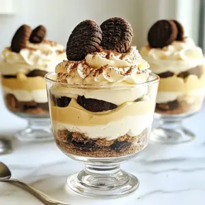 When making Cookies & Cream Mousse, you need a few key ingredients. Each one adds to the creamy and sweet taste. - 1 cup heavy whipping cream - 1/2 cup powdered sugar - 1 teaspoon vanilla extract - 1 cup crushed chocolate sandwich cookies (e.g., Oreos) - 1/2 cup cream cheese, softened - 1/2 cup milk - 1 tablespoon cocoa powder (optional, for extra richness) - Additional whole cookies for garnish Heavy whipping cream gives the mousse its light and airy texture. Powdered sugar adds the right sweetness. Vanilla extract enhances the flavor beautifully. Crushed chocolate sandwich cookies provide that signature cookies and cream taste. Cream cheese makes the mousse rich and creamy. Milk helps blend everything together smoothly. You can add cocoa powder for a deeper chocolate flavor if you'd like. Lastly, whole cookies make a great garnish on top, giving your mousse a fun look. With these ingredients, you are ready to whip up a delightful treat! {{ingredient_image_1}} To start, take a large mixing bowl. You will need to whip the heavy cream. Use a hand mixer or stand mixer on high speed. Whip until soft peaks form, which means the cream holds its shape but still looks fluffy. Next, slowly add the powdered sugar and vanilla extract while you keep whipping. Continue until you see stiff peaks. This means the cream is thick and will hold its shape well. Set the whipped cream aside. In another bowl, mix the softened cream cheese and milk together. Use a whisk or an electric mixer. You want to blend until it is smooth and creamy. If you like extra chocolate flavor, add the cocoa powder here. This will make your mousse richer and even more delicious. Now, it&rsquo;s time to combine everything. Take the whipped cream and gently fold it into the cream cheese mixture. A spatula works best for this. Be careful not to deflate the whipped cream; you want it to stay fluffy. After that, fold in the crushed chocolate sandwich cookies. Make sure they are evenly spread throughout the mousse for that classic cookies and cream taste. Finally, spoon the mousse into serving cups or bowls. I like to use clear glass cups so you can see the layers. Then, place them in the fridge for at least two hours. This helps the mousse set and become nice and firm. When you are ready to serve, add a whole chocolate sandwich cookie on top for a fun touch! To make great whipped cream, start with chilled tools. Chilling your bowl and beaters makes a big difference. Cold tools help the cream whip faster and reach the right texture. You will know you have stiff peaks when the cream holds its shape well. This means it stands tall without falling. You can change the flavor by using different cookie types. Try mint chocolate cookies for a fresh twist. You might also use peanut butter cookies for a nutty taste. Another fun option is to flavor the cream cheese. Add a bit of almond or hazelnut extract for a unique kick. For a stunning look, layer the mousse in clear cups. This shows off the cookies and cream. You might drizzle melted chocolate on top for a rich finish. To make it pretty, add a whole cookie as a garnish. This simple touch adds charm to your mousse. Pro Tips Chill Your Bowls: For an extra fluffy mousse, chill your mixing bowls and beaters in the fridge for about 15 minutes before whipping the cream. Use a Gentle Hand: When folding the whipped cream into the cream cheese mixture, use a gentle folding motion to maintain the light, airy texture of the mousse. Experiment with Flavors: Feel free to add a splash of espresso or almond extract to the cream cheese mixture for a unique flavor twist. Perfect Serving Temperature: Serve the mousse slightly chilled for the best texture and flavor experience; too cold may mask the richness. {{image_2}} You can have fun with flavors in your cookies and cream mousse. Try mint chocolate cookies for a fresh twist. The mint adds a cool taste that pairs well with cream. You can also use peanut butter cookies. This adds a nutty richness that makes your mousse even better. If you need dairy-free options, use coconut cream instead of heavy cream. It's rich and creamy too. For cream cheese, try a dairy-free version. You can also find sugar-free substitutes for powdered sugar. These swaps help those with dietary needs enjoy this treat. To impress your guests, layer the mousse with other desserts. You could add fruit or cake layers for color and taste. For serving, use different vessels. Clear glass cups show off the layers and cookie pieces beautifully. You can even drizzle melted chocolate on top for a fancy look. To keep your cookies and cream mousse fresh, use airtight containers. This prevents air from getting in and drying out your treat. Always store the mousse in the fridge. It stays cooler and firmer there. Your mousse lasts about three days when stored properly. After that, it may lose its creamy texture. Always check for any changes in smell or taste before eating. Yes, you can freeze the mousse! I recommend spooning it into small containers. This makes it easy to thaw just the right amount later. For best results, let it thaw in the fridge overnight. This keeps the texture smooth and creamy. Avoid thawing it at room temperature, as it may become watery. Chocolate sandwich cookies are two chocolate cookies with a sweet cream filling. They are popular and easy to find. The most famous brand is Oreos. Other brands include Hydrox and Trader Joe's Joe-Joe's. These cookies add great flavor and texture to desserts like mousse. Yes, you can substitute heavy cream. Good options include coconut cream or whipped coconut milk. These dairy-free choices work well, but they change the flavor slightly. You can also use whole milk, but it won&rsquo;t be as rich and creamy. Just remember that the mousse may not be as fluffy. To prepare this recipe ahead of time, follow these steps: 1. Make the mousse as directed. 2. Spoon it into cups or bowls. 3. Cover them tightly with plastic wrap. 4. Store in the fridge for up to two days. This way, the flavors will blend well, and you will have a tasty treat ready to serve. If you want a non-dairy option, you can use cashew cream. Mash soaked cashews with a bit of milk until smooth. Another choice is silken tofu blended until creamy. Both options give a nice texture without dairy. You can also try store-bought vegan cream cheese for a simple swap. This blog post walked you through making a delicious chocolate mousse. You learned about the key ingredients, like heavy cream and chocolate cookies. I shared steps for whipping cream and mixing in cream cheese. Tips for perfect results and variations offered new ideas for flavor. Remember to store your mousse in airtight containers for freshness. Enjoy exploring different tastes and presentations! This simple recipe allows creativity while satisfying your sweet tooth. Give it a try, and impress your friends or family with your skills!