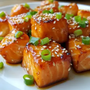 To make honey garlic salmon bites, you need these key ingredients: - 1 pound salmon fillet, skin removed, cut into bite-sized cubes - 1/4 cup honey - 4 cloves garlic, minced - 2 tablespoons soy sauce - 1 tablespoon fresh ginger, grated - 1 tablespoon olive oil - 1 tablespoon sesame seeds - Salt and pepper to taste These items create a sweet and savory taste that you will love. You can add some nice touches to your dish with these garnishes: - 2 green onions, sliced (for garnish) Serve the salmon bites with rice or a fresh salad. This will make your meal feel complete. When choosing salmon, look for these signs of freshness: - Bright, vibrant color - Firm texture - Mild ocean scent Avoid salmon that looks dull or has a strong fishy smell. Fresh salmon makes your dish taste better. {{ingredient_image_1}} To start, you need to make the marinade. In a medium bowl, whisk these ingredients together: - 1/4 cup honey - 4 cloves garlic, minced - 2 tablespoons soy sauce - 1 tablespoon fresh ginger, grated Mix until it blends well. This marinade gives the salmon a sweet and savory flavor. Next, add your salmon cubes into the bowl. Make sure each piece is well-coated. This step is key for flavor. Cover the bowl and let it sit in the fridge for at least 30 minutes. For even more flavor, you can marinate it for up to 2 hours. Now, it&rsquo;s time to cook! First, preheat your oven to 400&deg;F (200&deg;C). Line a baking sheet with parchment paper to prevent sticking. Heat olive oil in a skillet over medium-high heat. When the oil is hot, add the salmon cubes. Sear them for about 2-3 minutes until they turn golden brown on one side. After that, flip the salmon bites over. Pour the reserved marinade over them and sprinkle sesame seeds on top. Then, move the skillet to the oven. Bake for an additional 8-10 minutes. You&rsquo;ll know they are done when the salmon flakes easily with a fork. Once cooked, let them cool slightly before serving. Don&rsquo;t forget to garnish with sliced green onions! To cook salmon well, focus on timing. Salmon cooks fast. Sear it for 2-3 minutes on one side. This gives it a nice crust. Then, flip it and bake it for 8-10 minutes. Check if it flakes easily with a fork. If it does, it&rsquo;s done! Use an oven-safe skillet to make things easy. This way, you can go from stove to oven without switching pans. Adding flavor is key. The marinade is your best friend. Mix honey, garlic, soy sauce, and ginger in a bowl. Let the salmon soak for at least 30 minutes. For more flavor, marinate it for up to 2 hours. You can also add a splash of lime juice or some chili flakes for a kick. Top with sesame seeds for crunch and a nutty taste. Don&rsquo;t skip the green onions&mdash;they add freshness! Avoid overcooking salmon. It should be moist and tender, not dry. Keep an eye on the time and temperature. Too much heat can burn the outside while keeping the inside raw. Another mistake is not marinating long enough. This will make your salmon taste bland. Lastly, don&rsquo;t forget to season with salt and pepper before cooking. A little bit goes a long way in enhancing flavor. Pro Tips Marinate Longer for More Flavor: Allow the salmon to marinate for up to 2 hours for a deeper flavor infusion, but avoid marinating for too long to prevent the fish from becoming mushy. Use Fresh Ingredients: Fresh garlic and ginger will enhance the flavor profile significantly, so opt for fresh rather than powdered or jarred alternatives. Keep an Eye on Cooking Time: Salmon cooks quickly, so monitor it closely in the oven to prevent it from drying out. It&rsquo;s done when it flakes easily with a fork. Garnish Just Before Serving: Add the sliced green onions right before serving to maintain their vibrant color and crisp texture. {{image_2}} You can change the flavor of your honey garlic salmon bites with other sauces. Try teriyaki sauce for a sweet and savory twist. A spicy sriracha mix adds heat. You can also use a citrus marinade with lemon or lime juice for a fresh taste. Each sauce gives a new flavor and keeps it fun. You can swap salmon for other fish. Cod works well and has a mild taste. If you like a richer flavor, try trout. For a firmer texture, use tuna steaks. Each type of fish cooks similarly, so you can follow the same steps. Serve your salmon bites with tasty sides. Rice or quinoa pairs nicely and soaks up the sauce. Steamed veggies like broccoli or green beans add color and crunch. For a fun touch, use small skewers to serve the salmon bites. This makes them easy to grab and eat. Don't forget to sprinkle extra sesame seeds and green onions on top for a beautiful finish. To keep your honey garlic salmon bites fresh, store them in an airtight container. Let the salmon cool completely before sealing. This helps prevent moisture buildup. Place the container in the fridge. They will stay good for about 2-3 days. If you want to keep them longer, consider freezing. To reheat your salmon bites, use the oven for the best results. Preheat your oven to 350&deg;F (175&deg;C). Place the salmon bites on a baking sheet. Heat them for about 10 minutes or until warm. This method keeps them crispy. Avoid using the microwave, as it can make the salmon soggy. If you want to freeze your salmon bites, do it right after cooking. Let them cool completely first. Then, place them in a freezer-safe bag or container. Remove as much air as possible before sealing. Label the bag with the date. You can freeze them for up to 3 months. When ready to eat, thaw them in the fridge overnight before reheating. Yes, you can skip the soy sauce. Use coconut aminos or a mix of water and salt instead. This keeps the flavor nice and adds a bit of sweetness. You can also try a splash of lemon juice for a fresh taste. I recommend marinating the salmon for at least 30 minutes. This lets the flavors soak in well. If you have time, go for 1 to 2 hours. The longer you marinate, the richer the taste will be. Searing and baking together keeps salmon juicy. First, sear your salmon in a hot skillet for a few minutes. Then, bake it to finish cooking. This method locks in moisture and gives a nice golden color. Yes, salmon is very healthy. It is rich in omega-3 fatty acids, which are good for your heart. Salmon also provides protein and vitamins like B12 and D. Eating salmon can help boost your mood and support brain health. To make delicious honey garlic salmon bites, remember to focus on fresh ingredients and proper techniques. You learned how to prepare a tasty marinade, marinate the salmon, and cook it well. Consider using different sauces or fish for fun twists. Store leftovers correctly to keep them fresh, and reheating them carefully helps preserve their texture. Cooking salmon can be easy with practice. Dive into these tips, and you will impress your family and friends with your skills in no time!
