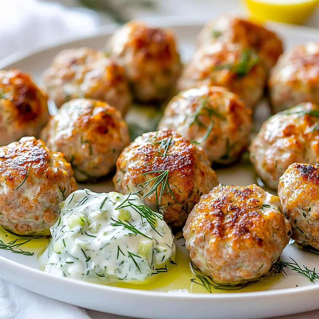 Greek Turkey Meatballs with Tzatziki Flavor Boost