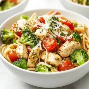 - 8 oz whole wheat pasta - 2 chicken breasts (about 1 lb), diced - 2 cups broccoli florets - 1 cup cherry tomatoes, halved - 3 cloves garlic, minced - 1 tablespoon olive oil - 1 teaspoon Italian seasoning - 1/2 teaspoon crushed red pepper flakes (optional) - 1/2 cup low-sodium chicken broth - Salt and pepper to taste - 1/4 cup grated Parmesan cheese (for garnishing) Using whole wheat pasta gives you more fiber than regular pasta. This helps with digestion and keeps you full longer. Chicken breasts are lean and packed with protein. They help build strong muscles. Broccoli adds vitamins like C and K, which are good for your health. Cherry tomatoes bring antioxidants that fight free radicals. Garlic not only adds flavor but also supports heart health. Olive oil provides healthy fats that can lower bad cholesterol. If you need gluten-free pasta, choose a corn or rice-based option. For a vegetarian dish, swap chicken with chickpeas or tofu. If you're lactose intolerant, use nutritional yeast instead of Parmesan cheese. Want a low-sodium dish? Use water or homemade broth instead of chicken broth. Each of these swaps keeps the dish tasty while fitting your needs. {{ingredient_image_1}} Start by boiling water in a large pot. Add salt for flavor. Once the water is boiling, add 8 oz of whole wheat pasta. Cook according to the package until it is al dente. This usually takes about 8-10 minutes. Al dente means the pasta is firm but not hard. Drain the pasta in a colander, but keep 1/2 cup of the pasta water. This water will help make the sauce creamy later. In a large skillet, heat 1 tablespoon of olive oil over medium heat. Once the oil is hot, add 2 diced chicken breasts. Season the chicken with salt, pepper, and 1 teaspoon of Italian seasoning. Cook the chicken for about 6-8 minutes. It should turn a nice golden brown. Make sure it's fully cooked. You can cut into a piece to check; no pink should remain. Once the chicken is cooked, push it to one side of the skillet. Add 3 minced garlic cloves and 2 cups of broccoli florets to the empty side. Saut&eacute; for 2-3 minutes until the broccoli turns bright green and tender. Then, stir in 1 cup of halved cherry tomatoes and pour in 1/2 cup of low-sodium chicken broth. Let it simmer gently for about 3-5 minutes. Finally, add the drained pasta to the skillet. Toss everything together, adding reserved pasta water as needed for a light sauce. If you like a little heat, sprinkle in 1/2 teaspoon of crushed red pepper flakes. Taste and adjust the seasoning with salt and pepper. Serve warm, garnished with 1/4 cup of grated Parmesan cheese. Enjoy your meal! To cook pasta al dente, start with a large pot. Fill it with water and add salt. Bring the water to a boil before adding the pasta. Follow the package instructions for cooking time. Taste the pasta a minute before the time is up. It should be firm but not hard. Drain the pasta and save some water. This water helps make a sauce later. Seasoning makes your dish pop! Use salt and pepper to taste. Italian seasoning adds an herbal touch. If you like heat, sprinkle in some crushed red pepper flakes. You can also add fresh herbs like basil or parsley for extra flavor. Mix these spices well with the chicken as it cooks. This dish is great for meal prep. Cook a big batch and store it in containers. Let the pasta cool before you pack it. You can keep it in the fridge for up to four days. When you are ready to eat, just reheat it in the microwave. Add a splash of chicken broth to keep it moist. Enjoy your quick and healthy meal anytime! Pro Tips Cook Pasta Al Dente: Make sure to cook the pasta until it is al dente to maintain a perfect texture that holds up well in the dish. Season Each Layer: Season the chicken and vegetables separately to enhance the overall flavor of the dish. Use Fresh Ingredients: Opt for fresh broccoli and ripe cherry tomatoes for the best flavor and nutrients in your pasta dish. Adjust Sauce Consistency: Use reserved pasta water to adjust the sauce consistency to your liking, making it creamier or lighter as desired. {{image_2}} You can boost the protein in this dish. Try using shrimp, turkey, or tofu. Each option gives a unique flavor. If you use shrimp, cook it until it turns pink. For turkey, follow the same steps as chicken. If you want a plant-based choice, use firm tofu. Cut it into cubes and saut&eacute; until golden. For a vegetarian option, skip the chicken. Instead, add more broccoli and mushrooms. These add great flavor and texture. To make it vegan, use vegetable broth and omit the cheese. You can also add nuts like walnuts or almonds for protein. They give a nice crunch too! If you need gluten-free pasta, choose rice or lentil pasta. Both cook well and taste great. Check the package for cooking times. You can also use zoodles, which are zucchini noodles. They are low in calories and high in nutrients. Just spiralize the zucchini and saut&eacute; briefly before mixing. This keeps your dish light and fresh! To keep your High-Protein Chicken Broccoli Pasta fresh, let it cool first. Place the pasta in an airtight container. This helps seal in moisture and flavor. Store it in the fridge for up to three days. If you want to enjoy it later, think about freezing it. When you are ready to eat the leftovers, reheat gently. Use a microwave or a skillet on low heat. If the pasta seems dry, add a splash of chicken broth. This will help bring back that creamy texture. Stir well to mix the flavors. Freezing this pasta dish is a great idea for meal prep. First, cool the pasta completely. Then, divide it into smaller portions. Use freezer-safe bags or containers. Label them with the date. It can last up to three months in the freezer. To reheat, thaw overnight in the fridge before warming. You can boost protein in this dish by adding more chicken. Use an extra chicken breast or two. Another great option is to add beans or lentils. They are packed with protein and add a nice texture. You might also try adding some Greek yogurt as a creamy topping. It&rsquo;s high in protein and will make the dish richer. Yes, you can mix in various vegetables. Bell peppers, spinach, or zucchini work well. Just make sure to cut them into small pieces. This helps them cook quickly. You can also add kale for a hearty touch. Feel free to use whatever veggies you have on hand. They all add flavor and nutrients. Some great sides include a simple green salad. It brings freshness and crunch. Garlic bread is another tasty option to soak up the sauce. If you want something warm, try roasted veggies. They pair well with the pasta and add more nutrients. You can also serve it with a light soup for a complete meal. You learned about creating a high-protein chicken broccoli pasta dish. I shared the best ingredients, cooking steps, and tips for great flavor. I also covered how to modify the recipe for different diets and how to store it. In final thoughts, this dish is simple, nutritious, and versatile. You can enjoy it in many ways. Don&rsquo;t hesitate to get creative with flavors and proteins. Happy cooking!