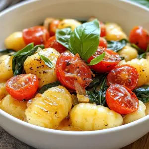 - 16 oz potato gnocchi - 1 tablespoon olive oil - 1 small onion, finely chopped - 3 garlic cloves, minced - 1 cup cherry tomatoes, halved - 2 cups fresh spinach - 1 cup vegetable broth - 1 cup heavy cream (or dairy-free alternative) - &frac12; cup grated Parmesan cheese (or nutritional yeast for vegan) - 1 teaspoon dried Italian herbs - Salt and pepper to taste - Fresh basil, for garnish To make One-Pot Creamy Tuscan Gnocchi, you need simple and fresh ingredients. Start with 16 ounces of potato gnocchi. This is the heart of the dish. Then, grab a tablespoon of olive oil for cooking. Next, a small onion, finely chopped, adds sweetness. You also need three garlic cloves, minced, for that rich flavor. Cherry tomatoes, one cup halved, bring color and taste. Spinach adds a nice green touch and nutrients. For the sauce, use one cup of vegetable broth. This helps cook the gnocchi. A cup of heavy cream, or a dairy-free option, makes it creamy. Parmesan cheese gives it depth, but you can swap it with nutritional yeast for a vegan choice. Season with one teaspoon of dried Italian herbs. Don&rsquo;t forget salt and pepper to taste. Finally, fresh basil leaves make a lovely garnish. These ingredients will come together for a comforting meal that is easy to make. {{ingredient_image_1}} 1. Saut&eacute;ing onion and garlic Start by heating one tablespoon of olive oil in a large pot over medium heat. Add one small onion, finely chopped. Saut&eacute; for about five minutes until the onion turns soft and clear. This step builds a great base for your dish. Next, stir in three minced garlic cloves. Cook for one more minute. You want that garlic to smell great! 2. Cooking cherry tomatoes Now, toss in one cup of halved cherry tomatoes. Cook them for about three to four minutes. You want them to get soft and juicy. This adds a nice sweetness to the dish. 1. Simmering the broth and adding gnocchi Pour in one cup of vegetable broth and stir well. Bring this mixture to a simmer. Add one package (16 oz) of potato gnocchi to the pot. Stir gently. Cook for three to four minutes. The gnocchi will rise to the surface when they are done. 2. Creating the creamy sauce with cheese Lower the heat and mix in one cup of heavy cream and half a cup of grated Parmesan cheese. Stir until the cheese melts and the sauce becomes creamy. This is where the magic happens! 1. Adding spinach and seasoning Toss in two cups of fresh spinach and one teaspoon of dried Italian herbs. Stir until the spinach wilts. Season with salt and pepper to taste. This adds flavor and color to your dish. 2. Allowing to thicken before serving Remove the pot from heat and let it sit for a minute. This will help thicken the sauce. Your One-Pot Creamy Tuscan Gnocchi is ready to serve! Enjoy this easy and delicious meal. To make a great creamy sauce, choose your cream wisely. Heavy cream gives richness. If you want a lighter option, use half-and-half or a dairy-free milk like almond milk. When melting cheese, stir it in slowly. This helps it mix well without clumping. Make sure your heat is low. If it&rsquo;s too high, the cheese might separate. To know when the gnocchi is done, watch for them to float. They should rise to the top of the pot. This takes about 3-4 minutes. To avoid mushy gnocchi, don&rsquo;t overcook them. Follow the cooking time on the package. Also, don&rsquo;t let them sit in the sauce too long before serving. For sides, a fresh salad pairs well. A simple arugula salad with lemon dressing works great. For garnishes, fresh basil is ideal. It adds color and a sweet flavor. You can also sprinkle extra Parmesan cheese for a cheesy finish. Pro Tips Perfect Gnocchi Cooking: Make sure to cook the gnocchi just until they float to the top of the pot, indicating they are done. Overcooking can lead to a mushy texture. Custom Creaminess: For a lighter version, substitute half the heavy cream with Greek yogurt or a dairy-free yogurt alternative, ensuring a creamy yet healthier dish. Herb Variations: Feel free to experiment with fresh herbs like thyme or rosemary instead of dried Italian herbs for a more vibrant flavor profile in your dish. Storage Tips: If you have leftovers, store them in an airtight container in the fridge. Reheat gently on the stove with a splash of broth to revive the creamy texture. {{image_2}} You can easily make this dish vegetarian by swapping a few ingredients. Instead of using heavy cream, opt for a plant-based cream. Nutritional yeast can replace Parmesan cheese. This keeps the creamy texture while adding great flavor. You can also add more veggies, like bell peppers or mushrooms, for extra taste and nutrients. To make a dairy-free version, use coconut or almond milk instead of heavy cream. Nutritional yeast is a great substitute for Parmesan cheese, giving you that cheesy flavor. If you need gluten-free gnocchi, look for brands made from rice or corn. These options taste just as good and keep the dish light and fluffy. Want to add some protein? Cooked chicken or shrimp makes a great addition. You can toss them in during the last few minutes of cooking. For more flavor, try adding spices like red pepper flakes or extra Italian herbs. Fresh basil or parsley on top adds a nice touch too. One-Pot Creamy Tuscan Gnocchi lasts about 3 to 5 days in the fridge. Make sure to cool it down first. Store it in an airtight container. This will keep it fresh and tasty for your next meal. To reheat, use a stovetop pan over low heat. Add a splash of broth or cream to keep it creamy. Stir often until it&rsquo;s hot. You can also use a microwave. Heat it in 30-second bursts. Stir in between to warm it evenly. Yes, you can freeze One-Pot Creamy Tuscan Gnocchi! Place it in a freezer-safe container. Leave some space at the top for expansion. It will stay good for about 2 to 3 months. When you&rsquo;re ready to eat, thaw it overnight in the fridge. Reheat it gently, adding a bit of cream to restore its creaminess. You can use several options if you want a dairy-free choice. Coconut milk gives a creamy texture with a hint of sweetness. Almond milk works too, but use a thicker version. Cashew cream is a great option. Just blend soaked cashews with water until smooth. Each of these substitutes adds a unique flavor while keeping the dish rich and creamy. Yes, you can prepare this dish ahead. Just cook it, then cool it down. Store it in an airtight container in the fridge. When you're ready to eat, reheat it on the stove. Add a splash of broth or cream to loosen the sauce. This keeps the gnocchi from getting too thick or dry. Look for a few signs to know when your gnocchi is ready. First, they will float to the top of the pot. This usually happens after 3-4 minutes of cooking. Second, they should feel soft but firm when you bite into them. If they are mushy, they may be overcooked. Enjoy your perfectly cooked gnocchi! This blog explained how to make One-Pot Creamy Tuscan Gnocchi. We covered the main ingredients and detailed each step, from saut&eacute;ing onions to creating the creamy sauce. I shared tips on perfecting your dish, storage info, and variations for different diets. Incorporating these ideas, you can easily enjoy a tasty meal. Try it out and make this dish your own!