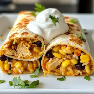 - 2 cups cooked chicken, shredded - 1 cup shredded cheddar cheese - 1 cup cooked rice (white or brown) - 1/2 cup black beans, rinsed and drained - 1/2 cup corn (canned or frozen) - 1/2 cup salsa - 4 large flour tortillas When I make Minute Cheesy Chicken Burritos, I always start with these simple ingredients. The cooked chicken gives a nice base. Shredded cheddar cheese adds creaminess. I often use leftover rice, which makes this meal quick. Black beans are great for fiber, and corn adds a sweet crunch. Salsa gives a burst of flavor. Finally, large flour tortillas hold everything together. Each item plays a key role in making this dish tasty and filling. You can mix and match other ingredients if you want. For example, you can add bell peppers or use different salsas for extra flair. The goal is to create a meal that is quick but still delicious. Whenever you prepare these burritos, you will enjoy them every time. {{ingredient_image_1}} - Combine 2 cups cooked chicken, shredded. - Add 1 cup cooked rice, white or brown. - Mix in 1/2 cup black beans, rinsed and drained. - Include 1/2 cup corn, canned or frozen. - Stir in 1/2 cup salsa, 1 teaspoon cumin, salt, and pepper. - Mix until everything is evenly coated and combined. This filling is the heart of your burrito. The blend of chicken, beans, and rice gives it a great texture. The salsa adds a nice kick, while cumin brings warmth. - Lay out a large flour tortilla on a clean surface. - Spoon about 1/2 cup of the chicken mixture onto the center of the tortilla. - Sprinkle 1/4 cup of shredded cheddar cheese over the filling. The cheese will melt and create a creamy texture that ties all the flavors together. - Fold the sides of the tortilla over the filling. - Roll from the bottom up to create a tight burrito. Make sure it&rsquo;s tight. This keeps the filling inside as you cook. - Heat 1 tablespoon olive oil in a large skillet over medium heat. - Place the burritos seam side down in the skillet. - Cook for 3-4 minutes on each side until golden brown. Cooking them this way gives a nice crunch. The melted cheese inside makes each bite a delight. Enjoy the process! Making these burritos is quick and fun. Each step builds up the tasty layers that make this dish a favorite. To roll a burrito well, start with the right amount of filling. Use about 1/2 cup of the chicken mixture. If you use too much, the burrito can burst. After placing the filling, fold the sides in first. This helps keep everything inside. Then, roll from the bottom to the top. Tuck the filling in as you roll. This tight roll prevents spilling when you cook it. For the best taste, heat your skillet to medium. If it&rsquo;s too hot, the outside burns before the cheese melts. Add a tablespoon of olive oil to the skillet. This gives the burrito a nice crisp. It also adds flavor to the tortilla. Cook each side for 3-4 minutes. Look for a golden brown color to know it&rsquo;s ready. Toppings can make your burrito even better. Sour cream is a classic choice. Guacamole adds a creamy touch. Fresh cilantro gives a burst of flavor. You can also serve it with sides. Chips and salsa are great for crunch. A side of rice or beans works well too. Enjoy your meal with a nice drink, like iced tea or soda, for a full experience. Pro Tips Use Fresh Ingredients: Fresh produce and high-quality chicken can enhance the overall flavor of your burritos. Customize Your Filling: Feel free to add other ingredients like bell peppers, onions, or jalape&ntilde;os for an extra kick. Don&rsquo;t Overfill: Be careful not to overstuff the tortillas; it can make rolling them difficult and lead to spills while cooking. Serve Immediately: These burritos are best enjoyed fresh off the skillet while the cheese is still gooey and the tortillas are crispy. {{image_2}} You can easily switch up the protein in these burritos. Ground beef or turkey works well. Just brown the meat in a skillet. Then, mix it into your filling. It adds a hearty touch. For a vegetarian option, try tofu or tempeh. First, press and cube the tofu. Saut&eacute; it until golden. Tempeh, on the other hand, can be crumbled and cooked with spices. Both give a nice texture and flavor. Spices can really change the game. Try smoked paprika for a smoky taste. Or use chili powder for some heat. Both spices add depth to the filling. Salsa is another area to explore. You can use mango salsa for a sweet twist. Or go for a spicy salsa verde. Each type will bring its own unique flavor to your burritos. Feel free to add veggies to the mix. Bell peppers add crunch and color. Spinach can make your burritos more nutritious. Just chop them small and mix them in. Cheese is another fun way to customize. While cheddar is classic, try pepper jack for heat. Or use mozzarella for a gooey texture. Each cheese offers its own flair for a tasty bite. To keep your burritos fresh, place them in an airtight container. This helps prevent moisture loss and keeps them tasty. You can also wrap each burrito in foil or plastic wrap. Store the burritos in the fridge for up to 3 days. After that, they may lose their flavor and texture. Freezing these burritos is easy and smart. Wrap each burrito tightly in foil or plastic wrap. Then, place the wrapped burritos in a freezer-safe bag or container. This helps prevent freezer burn. You can freeze the burritos for up to 3 months. When you want to eat them, remove them from the freezer. To reheat, take off the foil and place the burrito on a plate. Microwave on high for about 2-3 minutes. If you prefer crispy burritos, heat them in a skillet over medium heat for about 5-7 minutes. Turn them halfway through to brown both sides. Enjoy them warm to keep the cheese melty and delicious! To make these burritos healthier, try using low-calorie or fat-free cheese. You can also swap regular sour cream for Greek yogurt. For a lighter option, use cauliflower rice instead of regular rice. Fresh veggies like spinach or bell peppers can add great taste and nutrition. Choose salsa with no added sugars for better health. Yes, you can use other tortillas. For a gluten-free option, try corn or brown rice tortillas. Whole wheat tortillas add fiber and nutrients too. Both choices work well with the filling and keep the burrito tasty. Some great sides for these burritos include a fresh salad or guacamole. Corn salsa and black bean dip are also tasty choices. For drinks, serve with a light soda, iced tea, or even a refreshing agua fresca. These pairings make your meal more enjoyable and complete. The blog post covered making delicious Cheesy Chicken Burritos. You learned ingredient details, step-by-step instructions, and tips to enhance your dish. We explored various ways to customize your burritos and how to store them. Remember, creativity matters in cooking, so feel free to try new flavors and ingredients. Enjoy your burritos with tasty sides for a complete meal. Don't be afraid to make this dish your own. Happy cooking!