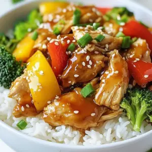 For a great Crockpot Teriyaki Chicken, you need the following items: - 4 boneless, skinless chicken thighs - 1 cup low-sodium soy sauce - 1/2 cup honey - 1/4 cup rice vinegar - 2 cloves garlic, minced - 1 teaspoon fresh ginger, grated - 1 tablespoon sesame oil - 1 cup bell peppers, sliced (mix of red and yellow) - 1 cup broccoli florets - 2 tablespoons cornstarch - 2 tablespoons water - Sesame seeds, for garnish - Sliced green onions, for garnish These ingredients make a sweet and savory sauce that coats the chicken well. The bell peppers and broccoli add color and crunch. To make this dish, you will need: - A crockpot - A mixing bowl - A whisk or spoon - Two forks for shredding chicken - A small bowl for the cornstarch slurry - A measuring cup and spoons Using the right tools makes cooking easier and fun. The crockpot does all the hard work, allowing you to enjoy your time. This meal serves four and provides a balanced mix of protein and veggies. Each serving has: - Calories: Approximately 320 - Protein: 25 grams - Carbohydrates: 30 grams - Fat: 10 grams This dish is not only tasty but also healthy. The chicken gives you protein, while the veggies add vitamins and fiber. Enjoy this hearty meal guilt-free! {{ingredient_image_1}} To start, grab a bowl. In it, mix together the soy sauce, honey, rice vinegar, minced garlic, grated ginger, and sesame oil. Stir until everything blends well. This sauce gives the chicken its sweet and savory taste. It&rsquo;s easy to make and only takes a few minutes. Next, take your crockpot. Place the chicken thighs inside. Pour the teriyaki sauce over the chicken, making sure it gets fully coated. Then, add the sliced bell peppers and broccoli florets on top. Cover the crockpot and set it to low for 6-7 hours or high for 3-4 hours. The chicken will cook until it&rsquo;s tender and juicy. Once the chicken is done, remove it from the crockpot. Use two forks to shred the chicken into bite-sized pieces. In a small bowl, mix the cornstarch and water to make a slurry. Pour this into the sauce left in the crockpot. Stir well to thicken the sauce. Return the shredded chicken to the pot and mix it all together. Let it sit for 15-20 minutes to soak up all the flavors. To make your chicken super tender, choose boneless, skinless thighs. They stay moist as they cook. Cooking on low for 6-7 hours gives the best results. If you're short on time, cooking on high for 3-4 hours works too. The key is to check the chicken's doneness. It should reach an internal temperature of 165&deg;F. Shredding the chicken after cooking helps it soak up the sauce. This makes each bite flavorful and juicy. If you want to tweak the taste, adjust the honey and soy sauce. More honey will make it sweeter. If it&rsquo;s too sweet, add extra soy sauce. Use low-sodium soy sauce to control saltiness. You can also add some rice vinegar. It adds a nice tang and balances the flavors. Tasting the sauce before serving is a smart move. This way, you can adjust to your liking. What if my chicken is dry? If the chicken turns out dry, it may have cooked too long. Always check the time and temperature. Can I make it spicy? Yes! Add a bit of red pepper flakes or sriracha to the sauce. This will give a nice kick. What if I run out of soy sauce? You can use tamari or coconut aminos as a substitute. Both add a nice flavor too. How do I thicken the sauce? To thicken the sauce, mix cornstarch with water. Stir this into the sauce after cooking. Let it sit for a few minutes to thicken. Pro Tips Use Fresh Ingredients: Fresh ginger and garlic can elevate the flavor profile of your teriyaki chicken. Whenever possible, opt for fresh over dried. Customize Your Vegetables: Feel free to add or substitute other vegetables like snap peas or carrots based on your preference or what you have on hand. Adjust the Sweetness: If you prefer a less sweet dish, reduce the amount of honey or use a sugar substitute to control the sweetness of the sauce. Leftover Magic: This teriyaki chicken makes for great leftovers! Use it in salads, wraps, or even as a topping for pizzas for a quick meal. {{image_2}} You can easily switch up the protein in this dish. Here are some ideas: - Use chicken breasts for a leaner option. - Try pork tenderloin for a unique twist. - Ground turkey works well too; adjust cooking time as needed. - For beef lovers, flank steak can add a rich flavor. You can make this recipe plant-based with simple swaps. Consider these options: - Use firm tofu instead of chicken. Press it first to remove excess water. - Tempeh is another great option that absorbs flavors well. - Seitan offers a meaty texture for a satisfying meal. - For a lighter choice, use cauliflower or mushrooms. To elevate your teriyaki chicken, try these flavor boosters: - Add pineapple chunks for a sweet touch. - Sprinkle in red pepper flakes for heat. - Use fresh herbs like cilantro or basil for freshness. - Swap the soy sauce for coconut aminos for a different umami flavor. - A splash of orange juice can brighten the dish. These variations keep the meal exciting and cater to different diets. Enjoy experimenting! After enjoying your meal, store any extras in an airtight container. Let the chicken cool down first. Then, place it in the fridge. It can stay fresh for up to four days. Make sure to cover the sauce well. This helps keep the flavors strong. If you want to save some for later, freezing is a great option. Just put the chicken and sauce in a freezer-safe bag. Remove as much air as you can. Label the bag with the date. You can freeze it for up to three months. When you're ready to eat, thaw it in the fridge overnight. To reheat, you can use the microwave or the stovetop. If using the microwave, place the chicken in a bowl and cover it. Heat in short bursts, stirring in between. If using the stovetop, put the chicken in a pan over low heat. Add a splash of water to keep it moist. Heat until warmed through, stirring often. Enjoy your meal again! You can store crockpot teriyaki chicken in the fridge for up to four days. Make sure to keep it in an airtight container. This helps keep it fresh and tasty. If you want to store it longer, you can freeze it. In the freezer, it stays good for about three months. Just remember to thaw it in the fridge before you heat it up. Yes, you can make this dish ahead of time. Cook it in the crockpot as usual. After it cools, place it in the fridge. You can also prep the sauce and chicken the night before. Just pour the sauce over the chicken in the morning. This makes the cooking process fast and easy when you're ready to eat. Teriyaki chicken pairs well with several sides. Here are some tasty options: - Steamed rice or cauliflower rice - Stir-fried vegetables - A fresh salad with a light dressing - Noodles tossed in sesame oil These sides balance the sweet and savory flavors of the chicken. Enjoy your meal! Crockpot teriyaki chicken is easy, tasty, and full of flavor. You learned about ingredients, tools, and nutrition. I shared step-by-step cooking tips to make tender chicken and rich sauce. We explored variations for different tastes and helpful storage methods. I hope these tips help you cook delicious meals with ease. Enjoy your cooking journey!