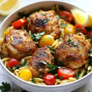 - 1 lb (450g) boneless, skinless chicken thighs, cut into bite-sized pieces - 1 tablespoon Cajun seasoning (store-bought or homemade) - 1 &frac12; cups orzo pasta - 1 onion, diced - 2 cloves garlic, minced - 1 red bell pepper, diced - 1 green bell pepper, diced - 1 cup cherry tomatoes, halved - 4 cups chicken broth - 1 teaspoon smoked paprika - 1 teaspoon dried thyme - 2 cups fresh spinach - Salt and pepper to taste - Fresh parsley, chopped (for garnish) - Lemon wedges (for serving) Each of these ingredients adds its own flair to the dish. The chicken thighs give protein and richness. Cajun seasoning adds warmth and a kick. Orzo pasta gives a nice texture. Fresh veggies like onion, bell peppers, and tomatoes add color and crunch. Garlic and spices round out the flavors. Don't skip the spinach; it adds nutrition and a lovely green touch. Lastly, lemon wedges brighten the dish. When you gather these ingredients, you set the stage for a delightful meal. ``` {{ingredient_image_1}} - Seasoning the chicken: Start by cutting the chicken thighs into bite-sized pieces. In a bowl, mix the chicken with the Cajun seasoning. Make sure every piece is well coated. This adds deep flavor. - Measuring ingredients: Gather all your ingredients. Measure out the olive oil, onion, garlic, bell peppers, cherry tomatoes, orzo, chicken broth, smoked paprika, dried thyme, and spinach. Having everything ready makes cooking easier. - Preparing the vegetables: Dice the onion and bell peppers. Mince the garlic. Halve the cherry tomatoes. This prep helps the dish cook evenly and quickly. - Browning the chicken: Heat the olive oil in a large pot over medium heat. Add the seasoned chicken. Cook it for about 5-7 minutes until browned. This step adds a nice crust to the chicken. - Saut&eacute;ing the vegetables: Remove the browned chicken and set it aside. In the same pot, add the diced onion. Cook for 3 minutes until softened. Then, stir in the minced garlic for one more minute. Add the bell peppers and cook for 3-4 minutes until they soften. - Combining ingredients and simmering: Add the halved cherry tomatoes, orzo pasta, chicken broth, smoked paprika, dried thyme, salt, and pepper. Raise the heat until it boils. Once boiling, lower the heat and add the chicken back in. Cover and let it simmer for 15-20 minutes until the orzo is tender. - Stirring in spinach: After simmering, add the fresh spinach. Stir it in and let it cook for 2-3 minutes until wilted. This adds color and nutrients to your dish. - Adjusting seasonings: Taste the dish. If needed, add more salt or pepper to enhance the flavors. - Presentation tips: Serve the Cajun Chicken Orzo in bowls. Garnish with fresh parsley and a squeeze of lemon juice. This adds brightness. Enjoy with lemon wedges on the side for some extra zing! - Choosing the right Cajun seasoning: Select a Cajun blend that matches your taste. Some mixes are spicier while others are milder. If you like heat, go for a bold blend. - Homemade seasoning variations: You can easily make your own Cajun seasoning. Mix paprika, garlic powder, onion powder, black pepper, and cayenne pepper. This blend will add a fresh touch to your dish. - Adding spices for extra heat: If you want more spice, sprinkle in some extra cayenne or crushed red pepper. Start with a little; you can always add more if needed. - Optimal pot choices: Use a large pot or deep skillet. A heavy-bottomed pot ensures even heat distribution, helping to cook your orzo perfectly. - Monitoring orzo doneness: Keep an eye on the orzo as it cooks. It should be tender but still have a slight bite. Taste it a few minutes before the timer goes off. - Tips for even cooking: Stir the mixture occasionally. This helps prevent the orzo from sticking together or sticking to the pot. - Garnishing ideas: Top your dish with fresh parsley for color. A squeeze of lemon adds brightness and enhances flavor. - Pairing with side dishes: Serve with a simple green salad or crusty bread. These sides balance the dish's rich flavors and add freshness. - Leftover ideas: Store leftovers in an airtight container. Reheat the orzo with a splash of broth to keep it moist. You can also use it in a wrap or as a filling for stuffed peppers. Pro Tips Marinate the Chicken: For even more flavor, marinate the chicken in the Cajun seasoning for at least 30 minutes or overnight in the refrigerator before cooking. Vegetable Variations: Feel free to add other vegetables such as zucchini or corn to the mix for added nutrition and color. One-Pot Cooking: Ensure you stir occasionally while simmering to prevent the orzo from sticking to the bottom of the pot. Leftover Storage: Store any leftovers in an airtight container in the refrigerator for up to 3 days. Reheat gently on the stove or in the microwave. {{image_2}} You can mix up the protein in this dish. Try shrimp or tofu instead of chicken. Both options bring a unique taste. If you're looking for gluten-free options, use gluten-free orzo. It cooks just like regular orzo. Seasonal vegetables also work great. Consider adding zucchini or asparagus based on what&rsquo;s fresh. Want to change the spiciness? Add more Cajun seasoning for heat. If you prefer milder flavors, reduce the seasoning. You can also add creaminess by stirring in cheese. Cream cheese or shredded cheddar blend well. Experiment with different herbs too. Basil or oregano can give a new twist to the dish. For an Italian flair, add some marinara sauce. This twist makes the dish richer and heartier. You can also explore Mediterranean flavors. Feta cheese and olives can brighten the dish. For a Southern comfort feel, add andouille sausage. This adds a smoky flavor and enhances the Cajun vibe. To keep your One-Pot Cajun Chicken Orzo fresh, store it in a cool place. Use airtight containers to avoid spoilage. Make sure the dish cools down before sealing. This keeps moisture in check and prevents sogginess. You can store it in the fridge for up to three days. You can reheat your dish in two ways: microwave or stovetop. For the microwave, place a portion in a bowl. Heat it in short bursts, stirring in between. This helps warm the orzo evenly. For the stovetop, add a splash of chicken broth to a pot. Heat it over low until warm. Stir occasionally to avoid burning. Both methods work, but be careful not to overcook the orzo. If you want to freeze your Cajun Chicken Orzo, cool it first. Use freezer-safe containers or bags. Remove as much air as possible to avoid freezer burn. Label the containers with the date. When ready to eat, thaw it in the fridge overnight. Reheat it in a pot, adding a bit of broth to maintain moisture. Enjoy your meal even after days! Can I use other types of pasta? Yes, you can use other pasta types. Small shapes work best, like ditalini or small shells. Just adjust the cooking time as needed. How do I make this dish spicier? To spice it up, add more Cajun seasoning or a dash of cayenne pepper. You can also add sliced jalape&ntilde;os for a fresh kick. What can I substitute for chicken broth? You can swap chicken broth for vegetable broth for a lighter flavor. Water is another option, but it may lack depth. Is orzo gluten-free? Standard orzo is not gluten-free. Look for gluten-free orzo made from rice or quinoa if you need a substitute. Can I skip the spinach? Yes, you can skip spinach if you prefer. You can also add other greens, like kale or arugula, for a different flavor. How long should I simmer the dish? Simmer the dish for about 15-20 minutes. This allows the orzo to cook and soak up all the tasty flavors. What if my orzo is still hard after cooking? If your orzo is still hard, add a bit more broth or water. Cover and simmer a few more minutes until it's tender. This blog post covered a tasty dish featuring chicken thighs, Cajun seasoning, orzo pasta, and colorful veggies. I walked you through all the steps needed to prepare and cook this meal. You learned helpful tips for flavor and techniques for cooking. There are even ideas for variations and storage methods to keep your dish fresh. In the end, enjoy experimenting with this recipe. Make it your own with different spices and ingredients. Happy cooking!