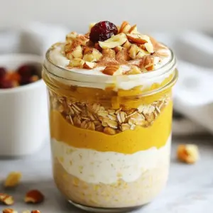 To make pumpkin spice overnight oats, you'll need: - 1 cup rolled oats - 1 cup almond milk (or any milk of choice) - 1/2 cup pumpkin puree - 1 tablespoon maple syrup (optional for extra sweetness) - 1 teaspoon pumpkin spice mix - 1/2 teaspoon vanilla extract - Pinch of salt - 1/4 cup Greek yogurt (optional for creaminess) - Toppings: Chopped nuts, dried cranberries, or a sprinkle of cinnamon You can change your oats to fit your taste. Here are some fun ideas: - Use coconut milk for a tropical twist. - Swap maple syrup for honey or agave. - Add chia seeds for extra fiber. - Stir in fresh fruit like banana or apple. Fresh ingredients make your overnight oats taste great. They add flavor and nutrition. Here&rsquo;s why fresh is best: - Fresh pumpkin puree gives a rich taste. - Almond milk offers creaminess without added sugar. - Using fresh spices enhances the pumpkin flavor. Using these fresh ingredients helps keep your breakfast healthy and tasty. {{ingredient_image_1}} Making pumpkin spice overnight oats is simple. You need just a few easy steps. This recipe takes about 10 minutes to prep. You let the oats sit overnight, or for at least 4 hours. This helps them become soft and tasty. 1. Start with a medium bowl. Add 1 cup of rolled oats. 2. Pour in 1 cup of almond milk or any milk you like. 3. Add 1/2 cup of pumpkin puree for that rich flavor. 4. If you want extra sweetness, mix in 1 tablespoon of maple syrup. 5. Add 1 teaspoon of pumpkin spice mix. This gives it that fall taste. 6. Pour in 1/2 teaspoon of vanilla extract. This adds a nice aroma. 7. Toss in a pinch of salt to balance the flavors. 8. If you want creaminess, stir in 1/4 cup of Greek yogurt. 9. Mix everything well until it is combined. 10. Divide the mix into two jars or containers. 11. Seal the jars tightly. Place them in the fridge overnight. 12. In the morning, give the oats a good stir. 13. If the oats are too thick, add a splash of milk. 14. Top with your favorite toppings. You can use chopped nuts, dried cranberries, or a sprinkle of cinnamon. Use rolled oats for the best texture. They soak up the milk well. If you want creaminess, always add Greek yogurt. Customize your toppings based on your taste. Try different nuts or fruits for fun flavors. If you like it sweeter, add more maple syrup. Always check the consistency. Adjust with more milk if needed. You can boost the flavor of your pumpkin spice overnight oats in many ways. Try adding a bit more pumpkin spice mix for a stronger taste. A dash of nutmeg or ginger can bring warmth too. If you love sweetness, add a little honey or agave syrup. You might also enjoy a scoop of peanut or almond butter for a nutty twist. To make your oats healthier, consider adding chia seeds or flaxseeds. These seeds pack in fiber and omega-3s. You can also swap almond milk for oat milk for more fiber. Adding fresh fruit like banana or apple slices can increase vitamins and minerals. Greek yogurt adds protein too, making the meal more filling. Avoid using too much liquid. If you add too much milk, the oats can become soupy. Make sure to mix the ingredients well. If not mixed, some oats may remain dry. Also, don&rsquo;t skip the refrigeration. Allowing the oats to sit overnight is key to a creamy texture. Lastly, remember to taste before serving. You can adjust sweetness and spices as needed. Pro Tips Customize Your Sweetness: Adjust the amount of maple syrup based on your preference for sweetness. You can also substitute it with honey or agave syrup. Mix and Match Toppings: Experiment with different toppings such as sliced bananas, chia seeds, or even a dollop of nut butter for added flavor and nutrition. Make It Vegan: To keep this recipe vegan, ensure you use plant-based yogurt or skip the yogurt altogether. The oats will still be delicious! Storage Tips: These overnight oats can be stored in the refrigerator for up to 5 days, making them a great option for meal prep! {{image_2}} You can use different types of milk for your oats. Almond milk is popular, but you can try: - Soy milk for a protein boost - Oat milk for a creamy taste - Coconut milk for a tropical flavor Each milk gives a unique taste and texture. Choose what you like best! Maple syrup adds sweetness, but you have other options too. Here are some ideas: - Honey for a natural touch - Agave syrup for a mild flavor - Brown sugar for a richer taste Adjust the sweetness to fit your taste. You might even skip sweetener if you prefer. Adding fruit makes your oats even better. Fall fruits pair nicely with pumpkin spice. Consider these options: - Chopped apples for crunch - Sliced bananas for creaminess - Dried cranberries for tartness These fruits not only taste great but also add nutrition. Mix and match to find your favorite combo! After you make your pumpkin spice overnight oats, store any leftovers in the fridge. They stay fresh for up to 3 days. Use an airtight container to keep them from drying out. If you see any liquid separation, just stir it back in before eating. I recommend using glass jars with lids for meal prep. They keep your oats fresh and are easy to grab. Mason jars work great! They let you see your tasty breakfast. If you prefer plastic, choose BPA-free containers. Make sure they have a good seal. You can eat your overnight oats cold, or warm them up. To heat them, put the oats in a microwave-safe bowl. Add a splash of milk for creaminess. Heat for about 30 to 60 seconds. Stir and check the temperature. Enjoy your warm, cozy breakfast! Overnight oats last for about 3 to 5 days in the fridge. Store them in sealed jars. The flavors deepen as they sit. Just make sure to check for any signs of spoilage before eating. You can use quick oats, but the texture will change. Quick oats absorb liquid faster and become softer. If you prefer a creamier mix, quick oats work well. If you like some chewiness, stick with rolled oats. Many toppings go great with pumpkin spice overnight oats. Here are a few ideas: - Chopped nuts for a crunch - Dried cranberries for a sweet touch - A sprinkle of cinnamon for extra flavor - Fresh fruit like bananas or apples Feel free to mix and match! Using fresh ingredients in your oats boosts flavor and health. Step-by-step instructions guide you through preparation and cooking. Tips help enhance flavors and avoid common mistakes. You can explore variations with different milks, sweeteners, and fruits. Storing leftovers properly keeps them safe and tasty. In short, this guide makes preparing delicious overnight oats easy and fun. Enjoy your creative and nutritious breakfast each day!