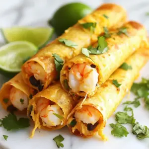 - 1 cup cooked crab meat - 1 cup cooked shrimp, chopped - 1 cup queso blanco cheese, shredded - 1 cup black beans, drained and rinsed - 1 small red onion, finely chopped - 2 cloves garlic, minced - 1/2 teaspoon chili powder - 1/2 teaspoon cumin - 10 small corn tortillas Crab and shrimp make a great team in these taquitos. The crab meat brings a sweet, ocean flavor. The shrimp adds a nice bite. Queso blanco cheese makes everything rich and creamy. This cheese melts well, giving a gooey texture. Black beans add fiber and heartiness. They fill you up and make the dish more balanced. Red onion gives a sharp taste that brightens the dish. Garlic adds depth. It makes everything taste better. For spices, chili powder and cumin bring warmth. They give the taquitos a subtle kick and depth of flavor. Corn tortillas are the perfect wrap. They are soft and hold the filling well. Warming them makes them easy to roll. With these ingredients, you create a tasty snack that is simple to make. Each bite is packed with flavor and texture. {{ingredient_image_1}} To start, grab a large mixing bowl. Combine the cooked crab meat, chopped shrimp, and shredded queso blanco cheese. Add in the black beans, red onion, and minced garlic. Next, sprinkle in the chili powder and cumin. These spices give your taquitos a warm flavor. Don't forget salt and pepper! Mix all the ingredients gently until everything is well blended. This filling is the heart of your taquitos. Now, let&rsquo;s prepare the tortillas. Heat a large skillet over medium heat. Lightly warm each corn tortilla for about 20 seconds on each side. This step makes them soft and easy to roll. Once warmed, keep the tortillas covered with a kitchen towel. This keeps them from drying out. To fill the tortillas, take 2-3 tablespoons of your seafood mixture and place it at one end of a tortilla. Roll it tightly to enclose the filling. Repeat this step until all tortillas are filled. Time to cook! In the same skillet, heat the olive oil over medium-high heat. Once hot, place the taquitos seam side down in the skillet. Fry them for about 2-3 minutes on each side. You want them golden brown and crispy. When they&rsquo;re done, transfer the taquitos to a paper towel-lined plate. This helps soak up any extra oil. Now they are ready to serve! Garnish with fresh cilantro and lime wedges. Enjoy this tasty snack! To get the best taquitos, focus on frying temperature. Heat your oil to 350&deg;F. This heat will help the taquitos crisp up nicely. If the oil is too cold, the taquitos will soak up oil and become soggy. Avoiding sogginess is key. Make sure to drain your crab and shrimp well. If you use canned crab, rinse it before mixing. This helps keep your filling dry and tasty. Also, don&rsquo;t overfill your tortillas. Two to three tablespoons of filling is just right. Serve your taquitos with fun dips. Try guacamole, sour cream, or a spicy salsa. Each dip adds a new flavor to enjoy. You can also add fresh lime wedges for a zesty kick. For presentation, stack the taquitos on a pretty plate. Garnish with fresh cilantro. This makes the dish look colorful and inviting. A sprinkle of chili powder on top adds a nice touch, too. You can prep these taquitos in advance. Assemble them and keep them in the fridge for up to a day. Just cover them with plastic wrap to keep them fresh. When you&rsquo;re ready to eat, reheat them in the oven. Set your oven to 375&deg;F and bake for 10-15 minutes. This keeps them crispy. Avoid microwaving, as that can make them soggy. Enjoy your quick and easy snack! Pro Tips Use Fresh Seafood: For the best flavor, opt for fresh crab and shrimp instead of frozen. Fresh seafood will enhance the overall taste of your taquitos. Warm Tortillas: Warming the corn tortillas before filling them helps prevent tearing and makes them easier to roll, resulting in a better texture when fried. Adjust Spice Levels: Feel free to adjust the amount of chili powder and cumin to suit your taste. You can add more heat with some diced jalape&ntilde;os if you prefer. Garnish Wisely: Fresh cilantro and lime wedges are essential for brightening the flavors of the taquitos. Don&rsquo;t skip them&mdash;they add a fresh contrast to the rich filling! {{image_2}} You can change the seafood in these taquitos. Try using cooked lobster or scallops instead of crab and shrimp. This swap keeps the flavors rich and delightful. If you want a dairy-free option, look for dairy-free queso cheese. These cheeses melt well and taste great. Want to spice things up? Add diced jalape&ntilde;os to the filling for a kick. You can also mix in spices like paprika or smoked salt for a new twist. These changes will elevate the taste and make your taquitos even more exciting. You can serve taquitos in fun ways. Try making taquito bowls by layering the filling in a bowl instead of wrapping it. This style looks great and is easy to eat. For toppings, fresh avocado, salsa, or sour cream add a nice touch. These extras make your dish colorful and tasty. After you enjoy your Crab & Shrimp Queso Taquitos, store leftovers right away. For refrigeration, place them in an airtight container. They stay fresh for about 3 days in the fridge. Make sure to let them cool first. This keeps moisture from making them soggy. If you want to enjoy them later, freezing is a great option. Wrap each taquito tightly in plastic wrap. Then, place them in a freezer-safe bag or container. They can last up to 2 months in the freezer. Label the bag with the date, so you know when to use them. When it's time to eat your leftovers, reheating properly is key. The best way is to use an oven or an air fryer. Preheat the oven to 350&deg;F (175&deg;C). Place the taquitos on a baking sheet. Heat them for about 10-15 minutes, until they are warm and crispy again. If you prefer using a microwave, place the taquitos on a microwave-safe plate. Heat them in short bursts of 30 seconds. Check often to avoid making them soggy. You can also briefly pan-fry them in a skillet for a crispy finish. How long can taquitos last? In the fridge, they last about 3 days. If you freeze them, they are safe for up to 2 months. Look for signs of spoilage like a bad smell or a slimy texture. If you see any mold, throw them away. Always trust your senses. Better safe than sorry when it comes to food! Yes, you can use frozen seafood for your taquitos. Thaw the seafood first. To thaw, place it in the fridge overnight or use the cold water method. For the cold water method, seal the seafood in a bag and submerge it in cold water for about 30 minutes. Once thawed, drain and pat dry before using it in the recipe. This helps prevent excess moisture. To make taquitos vegan, swap the seafood and cheese. Use plant-based shrimp or crab alternatives, which are often made from soy or pea protein. For the cheesy flavor, try vegan queso or a blend of nuts and spices that mimic cheese. You can also add veggies like bell peppers and corn for extra flavor and texture. Taquitos pair well with several side dishes. Consider serving them with: - Fresh guacamole - Salsa or pico de gallo - A light salad with lime dressing - Mexican rice - Refried beans These sides add flavor and complement the taquitos nicely. Enjoy your meal! You learned how to make tasty seafood taquitos using crab, shrimp, and cheese. We discussed easy steps for filling, frying, and perfecting them. Remember, you can change the ingredients to suit your taste or dietary needs. Serve them with fun dips and sides for a great meal. Don't forget to store leftovers properly for later enjoyment. Try these tips and variations to impress your friends and family. Enjoy your time in the kitchen with these delicious taquitos!