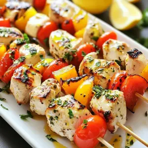 To make these tasty skewers, you need: - 1 pound chicken breast, cut into 1-inch cubes - 1 cup plain Greek yogurt - 3 tablespoons olive oil - 2 cloves garlic, minced - Zest of 1 lemon - Juice of 1 lemon - 1 tablespoon dried oregano - 1 teaspoon ground cumin - Salt and pepper to taste - 1 cup cherry tomatoes - 1 bell pepper, cut into chunks - Wooden or metal skewers These ingredients work together to create a juicy and flavorful dish. Greek yogurt makes the chicken tender and adds a creamy taste. Lemon juice and zest brighten up the flavor. Olive oil helps keep everything moist during cooking. For the best flavor, follow these spice measurements: - 1 tablespoon dried oregano - 1 teaspoon ground cumin - Salt and pepper to taste These spices give the chicken a Mediterranean kick. Oregano is a staple in Greek cooking, while cumin adds warmth. Do not hesitate to adjust the salt and pepper to match your taste. If you want to boost the taste further, consider adding: - Fresh herbs like parsley or dill - A pinch of red pepper flakes for heat - A splash of balsamic vinegar for sweetness These optional ingredients can elevate your skewers. Fresh herbs add a bright note, while red pepper flakes bring warmth. Balsamic vinegar can provide a nice contrast to the yogurt's creaminess. Feel free to get creative and make it your own! {{ingredient_image_1}} To make the marinade, gather your ingredients. You will need Greek yogurt, olive oil, minced garlic, lemon zest, lemon juice, oregano, cumin, salt, and pepper. In a medium bowl, mix those ingredients well. The yogurt adds creaminess, while lemon and spices bring a fresh kick. This blend will soak into the chicken, making it tender and tasty. Next, take your chicken breast and cut it into 1-inch cubes. Add the chicken to the marinade. Stir to coat each piece well. Cover the bowl with plastic wrap and place it in the fridge. Let it sit for at least one hour. For even more flavor, marinate it overnight. Your chicken will absorb all those delicious tastes. Before grilling, prepare your skewers. If you use wooden ones, soak them in water for 30 minutes to stop them from burning. Grab your marinated chicken, cherry tomatoes, and bell pepper. Start threading the chicken and veggies onto the skewers. Alternate between pieces of chicken and vegetables for a colorful look. This adds fun and flavor to each bite. Preheat your grill or grill pan over medium-high heat. Carefully place the skewers on the grill. Cook them for about 10 to 15 minutes. Turn them occasionally to get nice grill marks. You&rsquo;ll know they are ready when the chicken is cooked through and no longer pink. Remove them from the grill and let them rest for a few minutes. This helps the juices settle, keeping your skewers moist and tasty. To get the best flavor from your marinade, use plain Greek yogurt. It adds creaminess and tang. The acid in yogurt helps break down the chicken. This makes it tender and juicy. You should marinate the chicken for at least one hour. For a richer taste, marinate overnight. Always mix the marinade well. Make sure each piece of chicken is fully coated. This ensures every bite is packed with flavor. When grilling, preheat your grill to medium-high heat. This helps get those nice grill marks. If you use wooden skewers, soak them in water for about 30 minutes. This prevents burning while cooking. Place the skewers on the grill and cook for 10-15 minutes. Turn them occasionally to cook evenly. You want the chicken to reach an internal temperature of 165&deg;F. This keeps it safe to eat and perfectly cooked. For a great presentation, serve skewers on a large platter. Drizzle extra olive oil over the skewers. A sprinkle of fresh oregano adds a nice touch. Serve with tzatziki sauce for a cool dip. Lemon wedges on the side give a zesty kick. You can also pair these skewers with a fresh salad or pita bread. This makes for a delicious and colorful meal. Pro Tips Marinate Longer for Flavor: For the best flavor, marinate the chicken for at least 4 hours or overnight. This allows the spices and yogurt to penetrate the meat thoroughly. Use Fresh Ingredients: Whenever possible, opt for fresh herbs and vegetables. Fresh oregano and ripe tomatoes will enhance the taste of the skewers significantly. Perfect Grill Marks: To achieve beautiful grill marks, avoid moving the skewers around too much. Let them sear on one side before turning them. Rest Before Serving: Allow the skewers to rest for a few minutes after grilling. This helps the juices redistribute, making the chicken more tender and juicy. {{image_2}} You can swap out chicken for other proteins. Try using shrimp or pork. Both cook fast and absorb flavors well. For shrimp, marinate for about 30 minutes. If using pork, cut it into bite-sized pieces. Make sure to adjust cooking times for these proteins. They will give you a tasty twist on the classic. For a vegetarian version, use firm tofu or halloumi cheese. Both options grill nicely and soak up the marinade. You can also use mushrooms, zucchini, and bell peppers. These veggies add a nice crunch and color. For a vegan option, use marinated tempeh. It has a great texture and pairs well with the same marinade. You can change the marinade for different flavors. Try adding some spices like paprika or chili powder for heat. You can also mix in herbs like thyme or rosemary for a fresh taste. For a tangy twist, consider adding balsamic vinegar or honey. Each variation will give your skewers a unique flavor and keep things exciting. To keep your leftover skewers fresh, place them in an airtight container. Make sure they cool down first. Store them in the fridge for up to three days. If you want to keep them longer, freezing is a great option. If you have extra marinated chicken, freeze it before grilling. Place the chicken in a freezer-safe bag. Remove as much air as possible before sealing. This way, you can enjoy the flavor later. Use the frozen chicken within three months for the best taste. When you&rsquo;re ready to eat the leftovers, reheat the skewers in the oven. Preheat it to 350&deg;F (175&deg;C). Place the skewers on a baking sheet. Heat for about 10-15 minutes or until warm. You can also use a microwave for quicker reheating, but the oven keeps them crispier. Enjoy your tasty meal! You should marinate the chicken for at least 1 hour. For the best taste, let it soak overnight. The yogurt tenderizes the meat and adds great flavor. Longer marinating times allow the spices and yogurt to soak in deeply. Yes, you can use regular yogurt or dairy-free options. Greek yogurt is thick and creamy, which helps coat the chicken well. Other yogurts may not cling as well but will still work. Just be sure they are plain and unsweetened for the best flavor. These skewers pair well with many sides. Serve them with tzatziki sauce for a cool dip. A fresh Greek salad or roasted vegetables also make great sides. You could even serve them with pita bread and rice for a complete meal. Yes, you can bake the skewers in the oven. Preheat the oven to 400&deg;F (200&deg;C). Place the skewers on a baking sheet lined with parchment paper. Bake for about 20 minutes or until the chicken is cooked through. Flip them halfway for even cooking. Enjoy the flavor, even without grilling! Greek yogurt marinated chicken skewers are easy to make and pack great flavor. We've covered the main ingredients, how to marinate and cook, plus tips for the best results. Don&rsquo;t forget to try variations for different proteins or plant-based meals. Remember to store leftovers properly and follow reheating tips for a tasty meal later. With these steps, you&rsquo;ll impress anyone at your next meal. Enjoy making these skewers with your favorite sides and flavors!