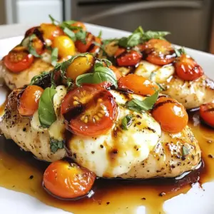 - 4 boneless, skinless chicken breasts - 1 cup fresh mozzarella, diced - 1 cup cherry tomatoes, halved - 1/4 cup fresh basil leaves, chopped - 2 tablespoons balsamic glaze - 2 tablespoons olive oil - 1 teaspoon garlic powder - Salt and pepper to taste - 1/2 teaspoon Italian seasoning The key to a great Caprese stuffed chicken is fresh ingredients. Start with chicken breasts. They should be boneless and skinless for easy preparation. For the filling, use fresh mozzarella. It melts beautifully and adds creaminess. Include halved cherry tomatoes for sweetness and color. Fresh basil gives a burst of flavor. Don&rsquo;t skip the balsamic glaze. It adds a tangy kick that complements the other ingredients perfectly. Olive oil keeps the chicken moist as it cooks. Garlic powder adds depth of flavor, while salt, pepper, and Italian seasoning bring all the tastes together. Gather all these ingredients before you start. This makes cooking smooth and fun! {{ingredient_image_1}} To slice chicken breasts for stuffing, lay each breast flat on a cutting board. Use a sharp knife to cut horizontally through the thickest part of the chicken. Make sure you don&rsquo;t cut all the way through; you want to create a pocket. This step helps hold the tasty filling inside. For even cooking, try to select chicken breasts of similar size. This helps them cook at the same rate. If some pieces are thicker, they may need more time in the oven. You can also gently pound them to an even thickness if needed. In a mixing bowl, combine the diced mozzarella, halved cherry tomatoes, chopped basil, and balsamic glaze. This mixture brings together creamy, tangy, and fresh flavors. Stir it well until everything is evenly mixed. Balancing flavors is key. The mozzarella adds creaminess, while the tomatoes give a burst of freshness. The basil adds an herbaceous note, and the balsamic glaze ties it all together with sweetness. Make sure not to overpower any ingredient. Now, it's time to cook. Preheat your oven to 375&deg;F (190&deg;C). Place the stuffed chicken in a greased baking dish. Cover the dish with aluminum foil and bake for 25 minutes. This keeps the chicken moist. After 25 minutes, remove the foil and bake for an additional 15 minutes. This step helps brown the chicken. To check for doneness, insert a meat thermometer into the thickest part of the chicken. It should read 165&deg;F (75&deg;C). Let the chicken rest for a few minutes before slicing. Serve warm and enjoy! To ensure your chicken stays juicy, follow these simple steps: - Don&rsquo;t overcook: Bake the chicken until it reaches 165&deg;F. Use a meat thermometer for accuracy. - Brine the chicken: A quick brine in saltwater adds moisture. Soak the chicken for 30 minutes before cooking. - Pound the chicken: Gently pound the chicken breasts to an even thickness. This helps them cook evenly. Using a meat thermometer is key. It takes the guesswork out of cooking. Insert it into the thickest part of the chicken. If it reads 165&deg;F, your chicken is done. Want to boost the flavor? Here are some easy suggestions: - Spice it up: Try adding red pepper flakes or smoked paprika for some heat. - Herbs: Fresh thyme or oregano can add depth to your dish. - Sauces: Instead of balsamic glaze, use pesto or a lemon garlic sauce for a twist. These enhancements can make your Caprese stuffed chicken even more delicious! They allow you to personalize the dish to your taste. Pro Tips Use Fresh Ingredients: Always opt for fresh mozzarella, ripe tomatoes, and fragrant basil to enhance the flavor of your Caprese stuffed chicken. Don't Overstuff: Ensure you don&rsquo;t overstuff the chicken breasts, as this can make it difficult to seal them properly and may cause the filling to spill out during cooking. Let It Rest: Allow the stuffed chicken to rest for a few minutes after baking. This helps the juices redistribute, keeping the chicken moist and flavorful. Experiment with Seasonings: Feel free to add your favorite herbs or spices to the oil mixture for an extra flavor kick, such as a pinch of red pepper flakes for some heat. {{image_2}} You can change the cheese in this dish. Instead of mozzarella, try provolone or goat cheese. Both add unique flavors. You can also swap in roasted red peppers for the tomatoes. This gives a nice smoky taste. For a vegan or vegetarian version, use eggplant or zucchini slices. Stuff these instead of chicken. You can use vegan cheese too. There are many options like cashew cheese or almond cheese. Pair your Caprese stuffed chicken with fresh green salad. A simple arugula salad works well. The peppery taste contrasts nicely with the chicken. You can also serve it with garlic bread. This will soak up all the balsamic glaze. For plating, slice the chicken to show off the filling. Drizzle more balsamic glaze on top for a fancy touch. Add a sprig of basil for color. This makes your dish look beautiful and appetizing. To keep your Caprese stuffed chicken fresh, store it in an airtight container. This method prevents moisture loss and keeps flavors intact. Place it in the fridge right after it cools down. Your stuffed chicken will last about 3 to 4 days in the fridge. If you want to keep it longer, consider freezing it. For reheating, the oven works best. Preheat it to 350&deg;F (175&deg;C). Place the chicken in a baking dish and cover it with foil. This helps keep the chicken moist. Heat for about 15 to 20 minutes. You can also use a microwave if you're in a hurry. Just cover the chicken, and heat it in 30-second intervals. Be careful not to overheat, as this can dry it out. Enjoy your delicious meal again with great taste! Can I use frozen chicken breasts? Yes, you can use frozen chicken breasts. Just make sure to thaw them completely before you start. Thawing helps the chicken cook evenly. You can thaw them in the fridge overnight or use the microwave. Just don&rsquo;t cook them from frozen. The inside may not get done while the outside cooks too fast. What can I substitute for mozzarella? If you don&rsquo;t have mozzarella, try using provolone or gouda. These cheeses melt well and add a nice flavor. You can also use feta for a tangy twist. Just make sure to adjust the amount since feta is saltier than mozzarella. Why is resting the chicken important? Resting the chicken is key to keeping it juicy. When you take it out of the oven, the juices need time to settle. If you slice it right away, the juices will run out, and the chicken can be dry. Let it rest for about five minutes before slicing. This will keep every bite moist and delicious. Can I make this dish ahead of time? Yes, you can prepare this dish ahead of time. Stuff the chicken breasts and cover them well. They can stay in the fridge for up to 24 hours before baking. This is great for meal prep or when you have guests. Just remember to add a few extra minutes to the baking time if they&rsquo;re cold from the fridge. This blog post covered how to prepare a delicious stuffed chicken. We started with ingredients like chicken, mozzarella, and fresh herbs. You learned how to slice and stuff the chicken, cook it evenly, and check for doneness. Remember, juicy chicken needs the right tools and tips. Feel free to try different flavors and serve it with your favorite sides. Proper storage helps keep leftovers tasty. Enjoy making this dish your own!