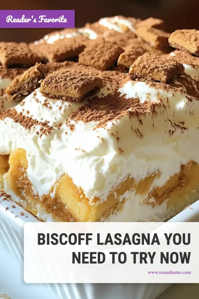 Indulge in this irresistible Biscoff lasagna recipe, a no-bake dessert that combines layers of creamy mascarpone and deliciously crunchy Biscoff cookies for the perfect treat. This easy chocolate layer dessert is perfect for satisfying your sweet tooth and is sure to impress your friends. Discover more Biscoff dessert ideas and start creating this delightful dessert today! Save and share your favorite recipes! #BiscoffDessert #NoBakeDessert #DessertIdeas #MascarponeDessert