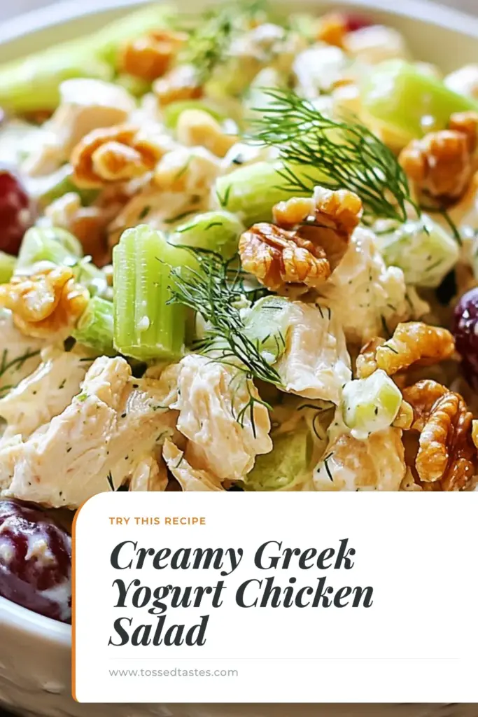 Discover the ultimate Greek yogurt chicken salad that’s delicious and healthy! This easy chicken salad with grapes combines tender shredded chicken with creamy Greek yogurt salad dressing, making it a perfect low-calorie chicken salad option. Packed with crunchy celery, sweet grapes, and walnuts, it's ideal for a quick meal. Try this healthy chicken salad recipe today and impress your family! Save now for later enjoyment! #GreekYogurtChickenSalad #HealthyChickenSalad #EasyChickenSalad #LowCalorieRecipes