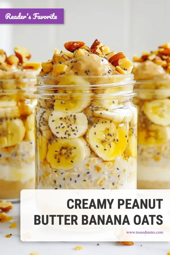 Start your mornings right with this delicious and nutritious overnight oats recipe featuring creamy peanut butter banana oats! Perfect for meal prep, these healthy breakfast jars are both vegan and satisfying. Enjoy rich flavors with the added crunch of chia seed oatmeal topping. Just mix, refrigerate overnight, and wake up to an easy breakfast. Don't forget to save this recipe for later! #OvernightOats #HealthyBreakfast #VeganOatmeal #BananaRecipes