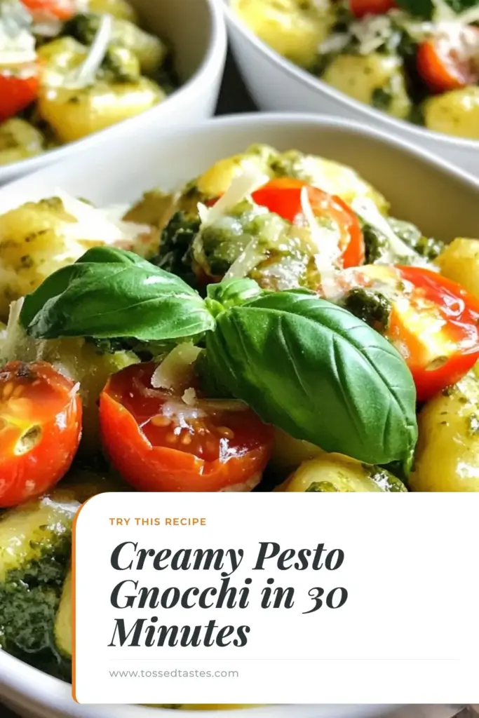 Indulge in a delightful creamy pesto gnocchi with spinach that’s perfect for a quick creamy pasta dish. This easy gnocchi dinner features tender gnocchi, vibrant spinach, and rich basil pesto, creating a mouthwatering meal in just 30 minutes. Elevate your weeknight dinners with this spinach gnocchi recipe that's sure to impress! Save this recipe for your next culinary adventure! #CreamyPestoGnocchi #EasyGnocchiDinner #BasilPestoPasta #QuickPastaDish