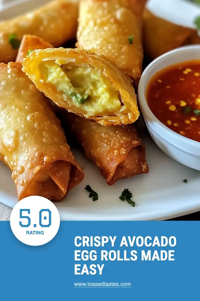 Delight in these crispy avocado egg rolls, the perfect addition to your air fryer appetizers collection! This easy egg roll recipe combines creamy avocado and spices for a tasty, healthy snacks air fryer treat. Prepare in just 25 minutes for a delicious twist on avocado recipes. Don’t miss out on this crispy, golden goodness! Save this recipe and impress your friends! #AvocadoEggRolls #AirFryerRecipes #HealthySnacks #EasyAppetizers