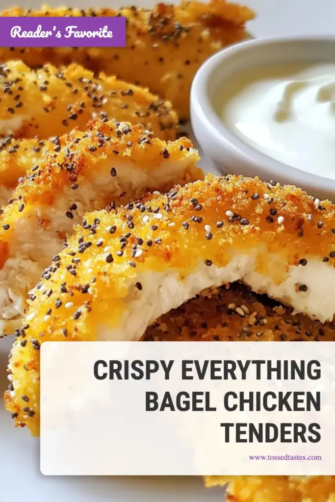 Discover the deliciousness of Everything Bagel Chicken Tenders! Perfectly marinated in buttermilk, these crispy chicken recipes are easy to make and ideal for a quick dinner. With a crunchy everything bagel coating, they elevate homemade chicken tenders to a whole new level. Try this effortless recipe for satisfying easy chicken dinner ideas that your family will love! Save this recipe for your next meal! #ChickenTenders #CrispyChicken #EasyDinner #HealthyRecipes
