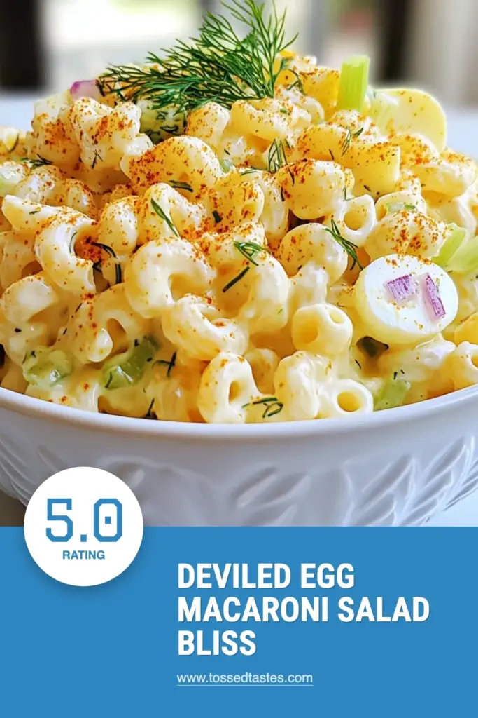 Discover the perfect summer dish with our deviled egg macaroni salad! This easy picnic salad blends traditional flavors of deviled eggs with creamy macaroni for a delightful twist. Our macaroni salad recipe is simple to make and ideal for gatherings. Impress your guests with this delicious deviled eggs recipe and keep it cool in the fridge until serving. Save this easy recipe for your next picnic! #DeviledEggMacaroniSalad #MacaroniSaladRecipe #SummerSaladRecipes #EasyPicnicSalads