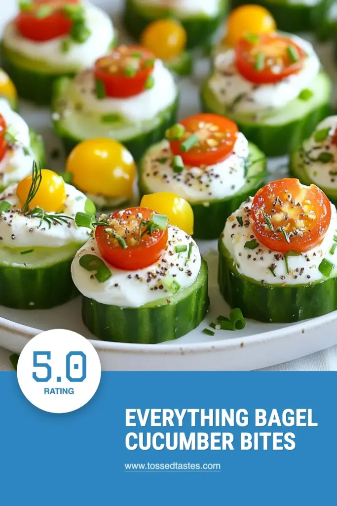 Looking for a tasty and healthy appetizer? Try these Everything Bagel Cucumber Bites! This Cream Cheese Cucumber Appetizer combines creamy goodness with fresh cucumbers for a delightful treat. Perfect as Healthy Cucumber Snacks or Easy Party Appetizers, these bites are sure to impress. Serve with Greek Yogurt Dips for an extra flavor kick! Pin this recipe and enjoy a delicious snack today! #CucumberBites #HealthySnacks #PartyAppetizers #EasyRecipes