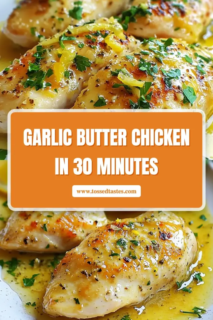 Discover the deliciousness of Garlic Butter Chicken Breast with this easy baked chicken recipe that is perfect for a healthy chicken dinner. This simple dish features tender chicken breast with garlic sauce, infused with melted butter and fresh herbs. Serve it up with your favorite sides for a delightful meal that your family will love. Try this easy garlic chicken recipe today and elevate your dinner game! #GarlicButterChickenBreast #BakedChickenRecipe #EasyGarlicChicken #HealthyChickenDinner
