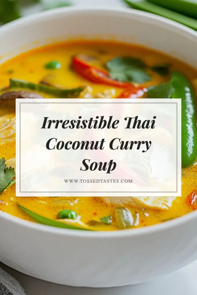 Discover the deliciousness of Thai coconut curry chicken soup! This easy coconut curry recipe combines tender chicken, vibrant vegetables, and creamy coconut milk for a healthy chicken soup that warms the soul. Perfect for weeknight dinners, this Thai chicken soup recipe comes together in just 30 minutes. Savor the rich flavors and enjoy a bowl of comfort! Click for the full recipe and don’t forget to save it! #ThaiCoconutCurry #EasyCoconutCurryRecipe #HealthyChickenSoup #CoconutMilkCurrySoup