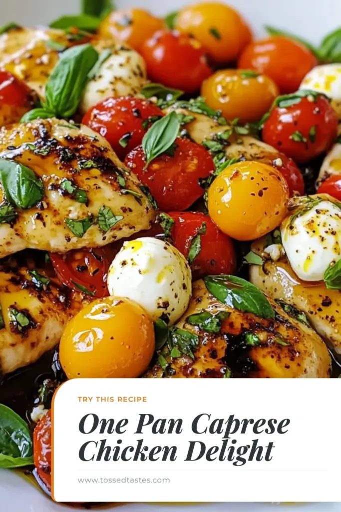 Discover the ultimate Caprese Chicken Skillet! This easy one pan chicken dinner features juicy chicken breasts, bursting cherry tomatoes, and creamy mozzarella, all drizzled with balsamic glaze. Perfect for a quick meal, this skillet chicken recipe can be made in just 30 minutes. Satisfy your cravings with this delicious Easy Caprese Chicken tonight! Save this Balsamic Chicken Recipe for your next family dinner! #CapreseChickenSkillet #OnePanDinner #EasyRecipe #BalsamicChicken