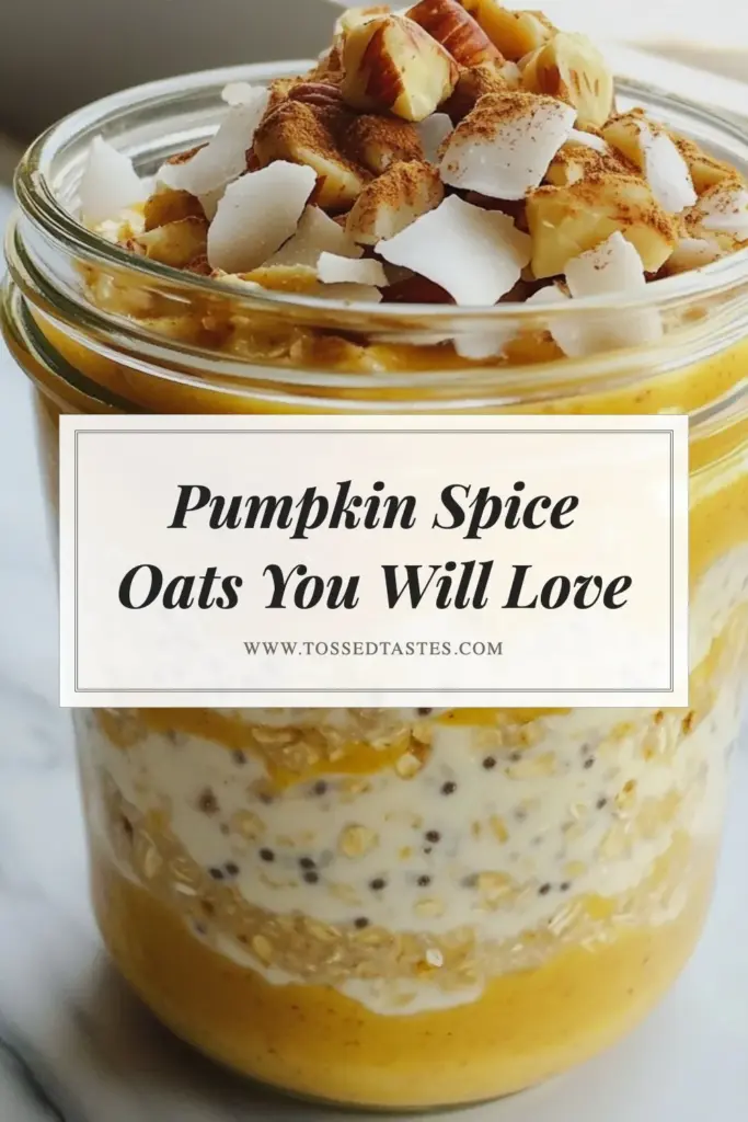 Start your mornings right with these delicious pumpkin spice overnight oats! Perfect for fall, this easy overnight oats recipe combines rolled oats, almond milk, pure pumpkin puree, and a hint of maple syrup, creating a healthy pumpkin oatmeal that's both satisfying and nutritious. Ideal for busy days, these pumpkin puree recipes are a must-try! Check it out and enjoy a delightful fall breakfast idea. Save this recipe today! #PumpkinSpiceOvernightOats #HealthyBreakfast #FallRecipes #EasyOats