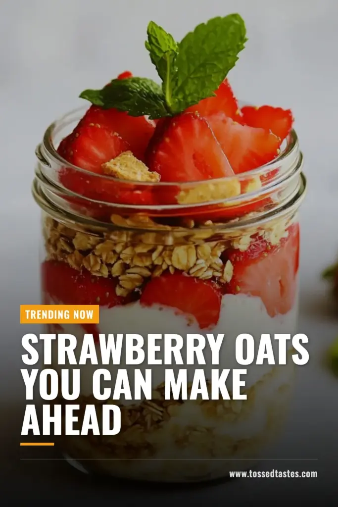 Start your day with delicious strawberry shortcake overnight oats! This easy overnight oats recipe combines rolled oats, almond milk, chia seeds, and fresh strawberries for a healthy breakfast idea you won't forget. Perfect for busy mornings, this no-cook breakfast option packs flavor and nutrition. Whip up these easy oat recipes tonight, and enjoy a sweet and satisfying breakfast tomorrow! Save this recipe now! #OvernightOats #HealthyBreakfast #BreakfastIdeas #EasyRecipes