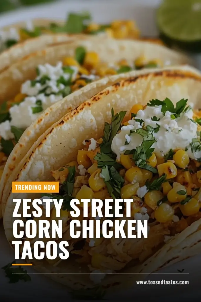 Discover the irresistible flavor of street corn chicken tacos with this easy taco recipe! Juicy grilled chicken mixed with charred corn delivers that authentic Mexican street corn flavor in every bite. These corn tortilla tacos are simple to make, perfect for any occasion, and wow everyone at your table. Ready to try this delicious street corn chicken taco recipe? Save this post and enjoy a taste of Mexico tonight! #TacoTuesday #EasyRecipes #MexicanCuisine #StreetCornTacos