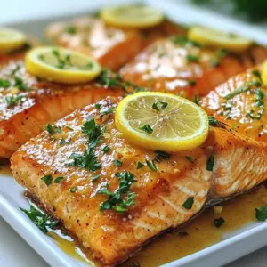 For this dish, you will need 4 salmon fillets. Each fillet should weigh about 6 ounces. Fresh salmon works best, but you can also use frozen salmon if needed. The flavor comes from a few key ingredients: - 4 tablespoons unsalted butter - 4 cloves garlic, minced - Zest of 1 lemon - Juice of 1 lemon - Salt and black pepper to taste These ingredients create a rich, zesty sauce that enhances the salmon's natural taste. The garlic adds a nice kick, while the lemon brightens it all up. For a finishing touch, consider adding: - 2 tablespoons fresh parsley, chopped - Lemon slices for garnish These garnishes not only look pretty but also add fresh flavor. The parsley brings color, and the lemon slices can be squeezed on top for extra zest. Now you're ready to start cooking! Each ingredient plays a part in making this dish a standout. {{ingredient_image_1}} First, let's get things ready. Preheat your oven to 400&deg;F (200&deg;C). This step is key to cooking the salmon just right. Next, take a baking sheet and line it with parchment paper. This makes cleanup so easy. Place it aside while we make the sauce. Now, let&rsquo;s whip up the lemon garlic butter. Grab a small saucepan and set it on medium heat. Add 4 tablespoons of unsalted butter to the pan. Watch it melt slowly. Once melted, add 4 minced cloves of garlic. Saut&eacute; for 1 to 2 minutes. You want it fragrant, but not browned&mdash;this keeps the flavor bright. Next, stir in the zest of one lemon and the juice from that same lemon. This is where the magic happens! Don&rsquo;t forget to add salt and black pepper to taste. After stirring, remove the pan from the heat. Your sauce is ready! Now, it&rsquo;s time to bake that salmon. Place the 4 salmon fillets on your baking sheet, skin side down. Brush each fillet generously with your lemon garlic butter. Make sure they are evenly coated. This ensures every bite is flavorful. Slide the baking sheet into your preheated oven. Bake for 12 to 15 minutes. You know it's done when the salmon flakes easily with a fork. Once cooked, take it out and sprinkle with chopped parsley. This adds a fresh touch. Serve it up with lemon slices for a lovely finish! To cook salmon well, start with fresh fillets. Look for bright color and no fishy smell. You can use frozen salmon, but fresh tastes best. Always insert a fork into the thickest part to check doneness. When the salmon flakes easily, it's ready to eat. Cook it to an internal temperature of 145&deg;F (63&deg;C) for safe eating. Keep the skin on for added flavor and moisture while cooking. Garlic brings a lovely taste to this dish. Be sure not to burn the garlic when you saut&eacute; it. Heat the butter over medium heat for just 1-2 minutes. Add the minced garlic until it is fragrant. You want it soft, not brown. The zest of the lemon adds brightness to the garlic butter. Mix the zest well with the other ingredients for a balanced flavor. To make your dish look great, use a large, white plate. Place the salmon fillets in the center. Add lemon slices on top for color. A sprinkle of fresh parsley adds a nice touch. You can pair the salmon with steamed veggies for a healthy side. This not only adds color but also makes the meal more filling. Serve it right away to enjoy the best taste. Pro Tips Choose Fresh Salmon: Always opt for the freshest salmon available. Look for firm flesh and a bright color to ensure the best flavor and texture. Control the Cooking Time: Salmon can easily overcook. Keep an eye on it and check for doneness at the 12-minute mark; it should flake easily with a fork. Enhance Flavor with Herbs: Experiment with different herbs like dill or thyme alongside parsley for added depth of flavor. Serve with a Side: Pair the salmon with a light salad or steamed vegetables to balance the richness of the dish. {{image_2}} You can mix up the flavor of your lemon garlic butter salmon. Try adding fresh dill or thyme for a new taste. These herbs pair well with salmon and add bright notes. If you like a kick, consider adding red pepper flakes. They bring heat and depth to the dish without overpowering it. You can cook this salmon in different ways. Grilling gives a smoky flavor. Preheat your grill and cook the salmon for about 6-8 minutes per side. Make sure to oil the grill grates to prevent sticking. Pan-searing is another great choice. Heat oil in a skillet, then add the salmon skin side down. Cook for about 4-5 minutes, then flip and cook for another 3-4 minutes. Lemon garlic butter salmon works well with many sides. I love serving it with steamed green beans or roasted asparagus. These veggies bring color and crunch to your plate. You can also pair the salmon with fluffy rice or a light salad. For a special touch, add lemon slices on the side. They brighten up the dish and enhance the fresh flavors. After you cook the lemon garlic butter salmon, let it cool down. Place the salmon in an airtight container. You can store it in the fridge for up to three days. Make sure to keep it away from strong-smelling foods. This helps maintain its fresh taste. If you want to save salmon for later, freezing is a great option. Wrap each fillet tightly in plastic wrap. Then, place it in a freezer-safe bag. This keeps the salmon fresh for up to three months. When you're ready to eat it, thaw it in the fridge overnight. Reheating salmon can be tricky. You want to keep it moist, not dry. Preheat your oven to 275&deg;F (135&deg;C). Place the salmon on a baking sheet and cover it with foil. Heat for about 15 minutes. You can also use a microwave. Heat on low power for short bursts, checking often. Enjoy your meal! Yes, you can use frozen salmon. Just make sure to thaw it first. Thaw it overnight in the fridge or use the quick method. Place it in a sealed bag and run it under cold water. Once thawed, you can follow the same steps in the recipe. You can tell the salmon is done when it flakes easily with a fork. The inside should be a light pink color. If you have a food thermometer, the thickest part should reach 145&deg;F (63&deg;C). This ensures it is safe to eat and still moist. Lemon garlic butter salmon pairs well with many sides. Here are some great options: - Steamed vegetables like broccoli or asparagus - A fresh green salad with a light vinaigrette - Creamy mashed potatoes or rice - Quinoa for a healthy twist - Garlic bread for extra flavor These sides will complement the rich taste of the salmon. Enjoy your meal! Baking salmon with lemon garlic butter is easy and tasty. First, we covered key ingredients like fresh salmon, aromatics, and options for garnish. Then, we detailed step-by-step instructions to prepare this meal perfectly. I shared tips for the best garlic flavor and presentation tricks. We explored several variations for added flavor and discussed storage and reheating methods. Remember, fresh ingredients and proper techniques lead to great meals. Enjoy experimenting with this recipe and make it your own!