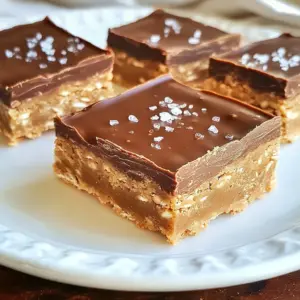 To make these bars, you need a few key ingredients. Here is what you will need: - 1 cup graham cracker crumbs - 1 cup rolled oats - 1/2 cup creamy peanut butter - 1/3 cup honey or maple syrup - 1/2 cup powdered sugar - 1 cup dark chocolate chips - 1 tablespoon coconut oil - Pinch of salt Each ingredient plays a role in flavor and texture. The graham cracker crumbs give a nice base. The rolled oats add chewiness, and the peanut butter brings creaminess and rich taste. Honey or maple syrup adds sweetness and helps bind everything. The powdered sugar helps to sweeten and firm up the bars. Dark chocolate chips provide a chocolatey finish, while coconut oil helps the chocolate melt smoothly. Measuring your ingredients correctly matters for the best results. Here are some tips: - Use dry measuring cups for solid ingredients like graham crackers and oats. - For sticky ingredients like peanut butter and honey, spray your measuring cup with cooking oil first. This helps them slide out easily. - Level off your dry ingredients with a flat edge for accuracy. - Use a kitchen scale for precision if you have one. This ensures your bars turn out great every time. You can swap some ingredients based on what you have. Here are some easy swaps: - Use almond butter instead of peanut butter for a nutty twist. - If you want a vegan option, use maple syrup instead of honey. - For a lower sugar option, reduce the powdered sugar. You can also try using a sugar substitute. - If you don&rsquo;t have dark chocolate, milk chocolate works too, but it will be sweeter. These swaps let you customize the recipe to your taste and needs. Enjoy making your no-bake chocolate peanut butter bars! {{ingredient_image_1}} Start by gathering your ingredients. You need graham cracker crumbs, rolled oats, peanut butter, honey or maple syrup, powdered sugar, and a pinch of salt. In a large bowl, mix the graham cracker crumbs, rolled oats, peanut butter, honey, powdered sugar, and salt. Stir until everything blends into a sticky mix. This step is key for a great base. Next, get a microwave-safe bowl. Add dark chocolate chips and coconut oil. Heat in the microwave in 30-second bursts. Stir after each round until the chocolate is smooth. Be careful not to burn it! Once melted, pour the chocolate over your peanut butter base. Use a spatula to spread it evenly. This topping adds a rich flavor. Now, it&rsquo;s time for the bars to chill. Place your pan in the fridge for at least two hours. This helps the bars set up nicely. Once set, use the parchment paper to lift the bars out of the pan. Cut them into squares. You now have delicious no-bake chocolate peanut butter bars ready to enjoy! To get the best texture, mix well. You want a sticky, yet firm base. If the mixture is too dry, add a bit more peanut butter or honey. For a smoother texture, consider using creamy peanut butter. Press the mixture firmly in the pan. This step helps the bars hold their shape. Store the bars in an airtight container. Keep them in the fridge for up to a week. For longer storage, freeze them. Wrap each bar in plastic wrap before freezing. This keeps them fresh and easy to grab later. When ready to serve, cut the bars into neat squares. Place them on a colorful platter for a fun look. Sprinkle a bit of sea salt on top for flair. You can also drizzle extra melted chocolate over the bars. This adds a beautiful touch. Enjoy the great taste and eye-catching appeal! Pro Tips Use Natural Peanut Butter: For a healthier option, choose natural peanut butter without added sugars or oils. It provides a rich flavor and is better for you! Chill for Optimal Texture: Ensure that you let the bars chill for the full 2 hours or longer. This helps them set properly and makes for cleaner cuts. Experiment with Add-ins: Feel free to customize your bars by adding ingredients like chopped nuts, dried fruit, or even a sprinkle of cinnamon for extra flavor. Storage Tips: Store the bars in an airtight container in the fridge for up to a week, or freeze them for longer-lasting treats! {{image_2}} You can easily boost the flavor of your no-bake bars. Adding nuts can give them a nice crunch. Try chopped almonds, walnuts, or pecans. Dried fruits like cranberries or raisins also add sweetness. Mix in about 1/2 cup of your choice to the base for extra texture and taste. These additions can make your bars feel special and unique. If you need gluten-free bars, swap graham cracker crumbs for gluten-free options. You can use almond flour or gluten-free oat flour instead. Just make sure your oats are certified gluten-free. This small change keeps the flavor while making it safe for those with gluten sensitivities. Plus, it keeps the bars delicious and satisfying. To make these bars vegan, you can replace the honey with maple syrup. Use dairy-free chocolate chips instead of regular ones. This change makes the bars vegan-friendly while still keeping them tasty. You can enjoy these treats without any dairy products. They are perfect for anyone looking for a plant-based dessert option. To keep your no-bake chocolate peanut butter bars fresh, store them in an airtight container. Place parchment paper between layers to prevent sticking. Keep them in the fridge. This helps maintain their texture and flavor. You can freeze these bars for later enjoyment. Cut them into squares before freezing. Wrap each square in plastic wrap. Then, place them in a freezer-safe bag or container. This way, they stay fresh and tasty. These bars can last about one week in the fridge. If frozen, they can stay good for up to three months. Just remember to thaw them in the fridge before eating. This ensures the best taste and texture. Yes, you can use crunchy peanut butter. The bars will have a nice texture. The crunchy bits add a fun crunch. This change gives a new twist to the classic recipe. Just remember, it may change the smoothness a bit. You can use agave nectar or brown rice syrup. These options are sweet and work well. They keep the bars sticky and tasty. If you want, you can try using sugar. Just mix a bit of water to help it blend. To make these bars healthier, consider using less sugar. You can cut the powdered sugar in half. Use natural sweeteners like stevia or monk fruit. You could also swap out some oats for chia seeds. This adds fiber and nutrients while lowering calories. Chilling is important for the bars to set. If you skip this step, they may fall apart. Two hours helps the chocolate harden and flavors blend. If you're short on time, try freezing them for about 30 minutes. This can speed up the process. In this post, we covered the essential ingredients for tasty no-bake chocolate peanut butter bars. You learned how to measure ingredients accurately and explore substitutions. We shared step-by-step instructions, from preparing the base to chilling the bars. We also provided tips for great texture and storage. Lastly, we explored flavor variations and answered common questions. These bars are simple to make and share. Enjoy experimenting with flavors while keeping your treats fresh and delicious!