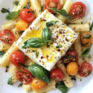 - Pasta options: You can use 200g of penne or fusilli. Both types work well. - Key ingredients: The star of this dish is a 200g block of feta cheese. Pair it with 2 cups of halved cherry tomatoes for flavor. - Additional seasoning and garnishes: Use 1/4 cup of olive oil, 4 minced garlic cloves, 1 teaspoon of dried oregano, and 1 teaspoon of red pepper flakes. Season with salt and pepper to taste. For a fresh touch, add lemon zest and juice from one lemon. Finally, top with fresh basil leaves for garnish. These ingredients create a creamy and delicious sauce. The feta cheese melts beautifully with the tomatoes. The garlic adds a nice punch of flavor. The lemon zest brightens the dish, making it perfect for any meal. {{ingredient_image_1}} First, set your oven to 400&deg;F (200&deg;C). This is the perfect temperature for baking. While it heats, grab a large baking dish. Place your block of feta cheese right in the center. Next, take 2 cups of halved cherry tomatoes and arrange them around the feta. Sprinkle 4 minced garlic cloves over everything. This adds great flavor. Drizzle 1/4 cup of olive oil over the top. Finally, season with 1 teaspoon of dried oregano, 1 teaspoon of red pepper flakes, salt, and pepper. Now it's time to bake! Place the dish in your oven and set the timer for 25 minutes. During this time, the tomatoes will burst, and the feta will turn golden. Keep an eye on it. The cheese should melt slightly and mix well with the tomatoes. While your dish bakes, cook 200g of pasta. I recommend penne or fusilli. Follow the package instructions and cook until it's al dente. This means it should be firm, not mushy. Before draining, save about 1/2 cup of the pasta water. This water is starchy and helps create a creamy sauce later. Drain the rest of the water and set the pasta aside. To get a creamy sauce, mix the baked feta and tomatoes well. Use a fork to mash them together. This brings out the sweet tomato flavors and creaminess of the feta. For seasoning, taste as you mix. You can add more salt or pepper if needed. If you like it spicy, toss in more red pepper flakes. Always adjust to your taste. You can prepare this dish in advance. Cook the pasta and roast the feta and tomatoes. Store them separately in the fridge. This way, you can heat them up later and enjoy a quick meal. When reheating, use low heat in the oven or microwave. Add a splash of olive oil to keep it moist. Stir well before serving to mix everything nicely. Pro Tips Use High-Quality Feta: A good quality feta cheese will enhance the flavor of the dish. Opt for a Greek feta for the best results. Customize the Vegetables: Feel free to add other vegetables like spinach, zucchini, or bell peppers to the baking dish for added nutrition and flavor. Adjust the Spice Level: If you prefer a milder dish, reduce the amount of red pepper flakes or substitute with a pinch of black pepper. Save Some Pasta Water: The reserved pasta water is starchy and helps to create a creamy sauce that coats the pasta beautifully. {{image_2}} You can get creative with the cheese in this recipe. Instead of feta, try using ricotta or goat cheese. Both add a nice creaminess. Ricotta gives a soft texture, while goat cheese has a tangy flavor. Each swap brings a new taste to your dish. Seasonal vegetables can also change the vibe. In spring, add asparagus or peas. In fall, try roasted butternut squash or Brussels sprouts. These vegetables add color and nutrients to your meal. Mix and match to suit your taste or what's in season. If you need gluten-free options, use gluten-free pasta. There are great brands that mimic regular pasta well. They cook similarly, so you won&rsquo;t lose any flavor. Just check the package for cooking times. For a vegan twist, swap the feta for a plant-based alternative. Many brands now offer tasty vegan feta. You can also try using mashed avocado for creaminess. This option keeps your dish light and fresh. To store baked feta pasta, let it cool first. Place it in a container. Use an airtight container for the best results. This helps keep the flavors fresh. You can also separate the pasta from the sauce if you prefer. For freezing, use freezer-safe containers. You can also use heavy-duty freezer bags. Make sure to remove as much air as possible. Label the bags with the date. This way, you know what you have and when to use it. In the fridge, baked feta pasta lasts about 3 to 4 days. If you stored it properly, it will stay fresh. Look for signs of spoilage. If the pasta smells sour or has a strange color, it&rsquo;s time to toss it. Mold is also a clear sign that the dish is no longer good. Always trust your senses when it comes to food safety. Baked Feta Pasta went viral on social media in early 2021. It started with a Finnish food blogger who shared a simple recipe. The dish quickly gained popularity on platforms like TikTok and Instagram. People loved how easy it was to make and how delicious it tasted. The combination of creamy feta and juicy tomatoes made it a hit. Now, it's a favorite for many home cooks. You can use pre-crumbled feta cheese, but it may change the texture. Block feta melts better and creates a creamier sauce. Pre-crumbled feta can be grainy and less flavorful. If you want the best results, stick with a block of feta. It gives a rich taste and smooth texture in the final dish. To spice things up, add more red pepper flakes. You can also use fresh jalape&ntilde;os or diced chili peppers. Another option is to mix in some hot sauce when you toss the pasta. Adjust the heat to match your taste. A little kick can make this dish even more exciting! In this blog post, we explored the key components of baked feta pasta. You learned about the main ingredients, like pasta choices and essential seasonings. I shared step-by-step instructions for prepping, baking, and perfecting your dish. Tips for texture and meal prep help you make it faster. You can even swap ingredients for your taste or dietary needs. Finally, I covered how to store leftovers and answered common questions. Now you have all the tools to create a tasty and easy dish! Enjoy your cooking!